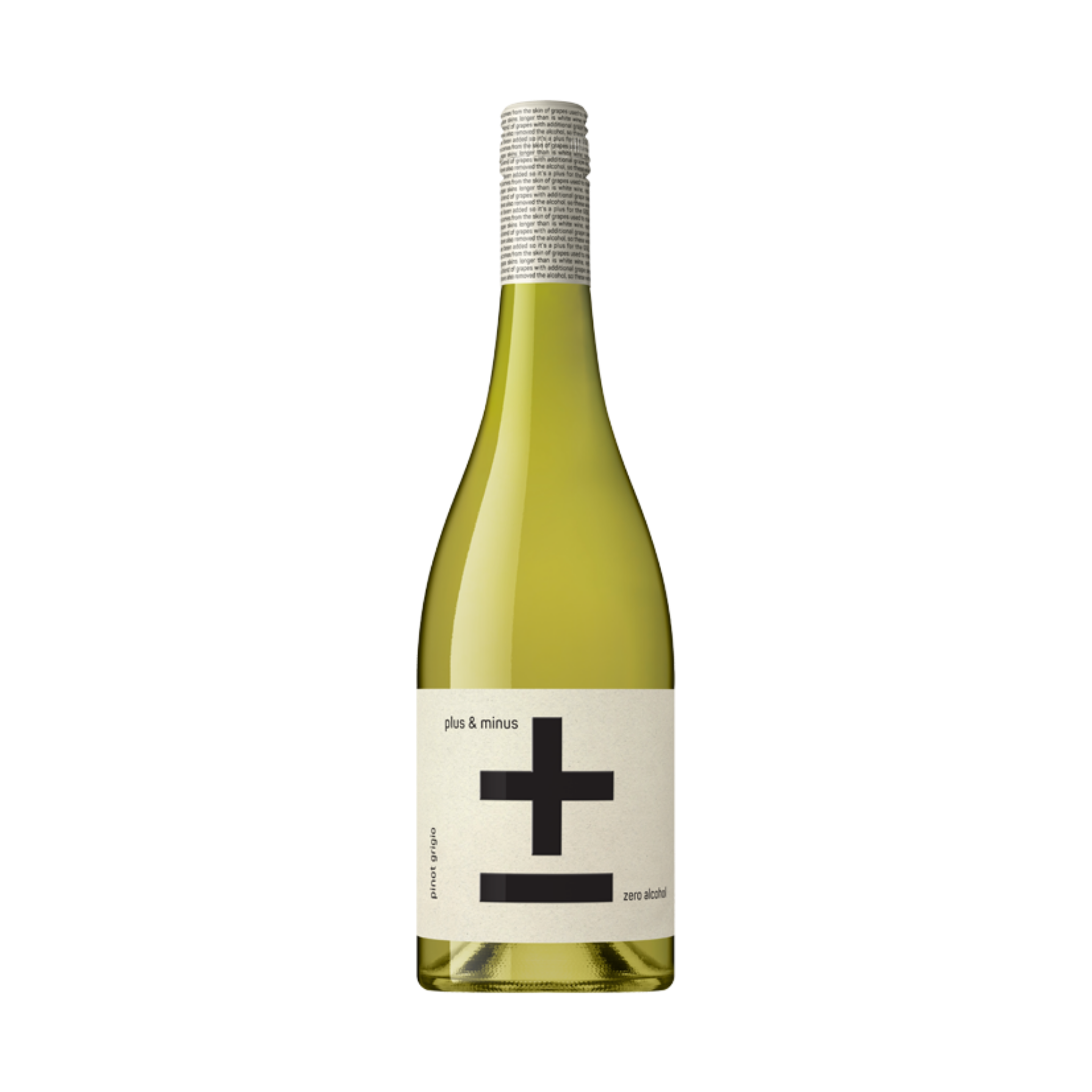 Wine bottle with a white label featuring a black cross on a white background  The Sobr Market