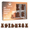 Box of Poseidn hot chocolate bombs with teddy bear shapes on a black background