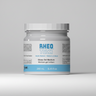Rheo Tech acrylic medium container with label on a green background