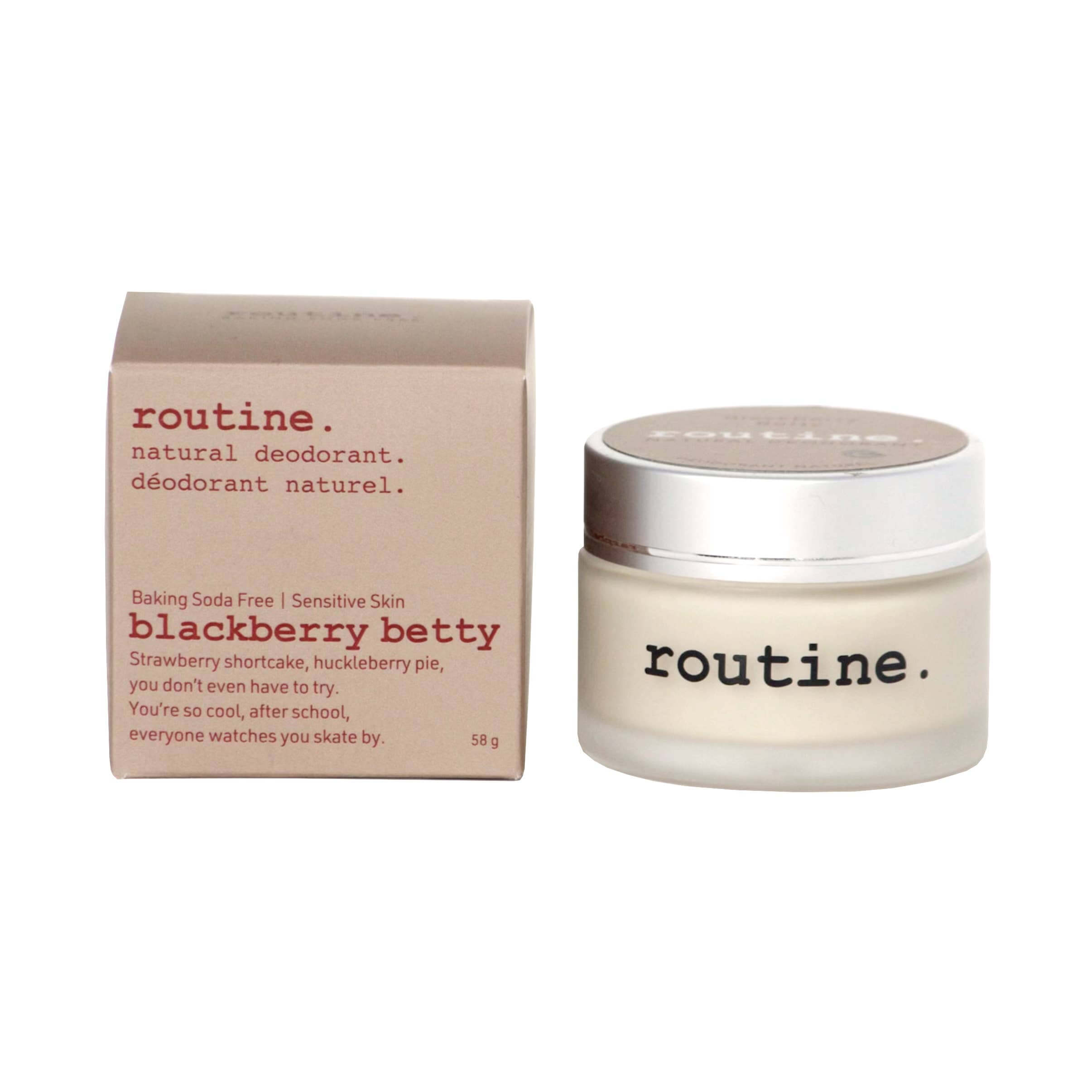 Routine Aluminum free cream deodorant Blackberry Betty jar Made in Canada