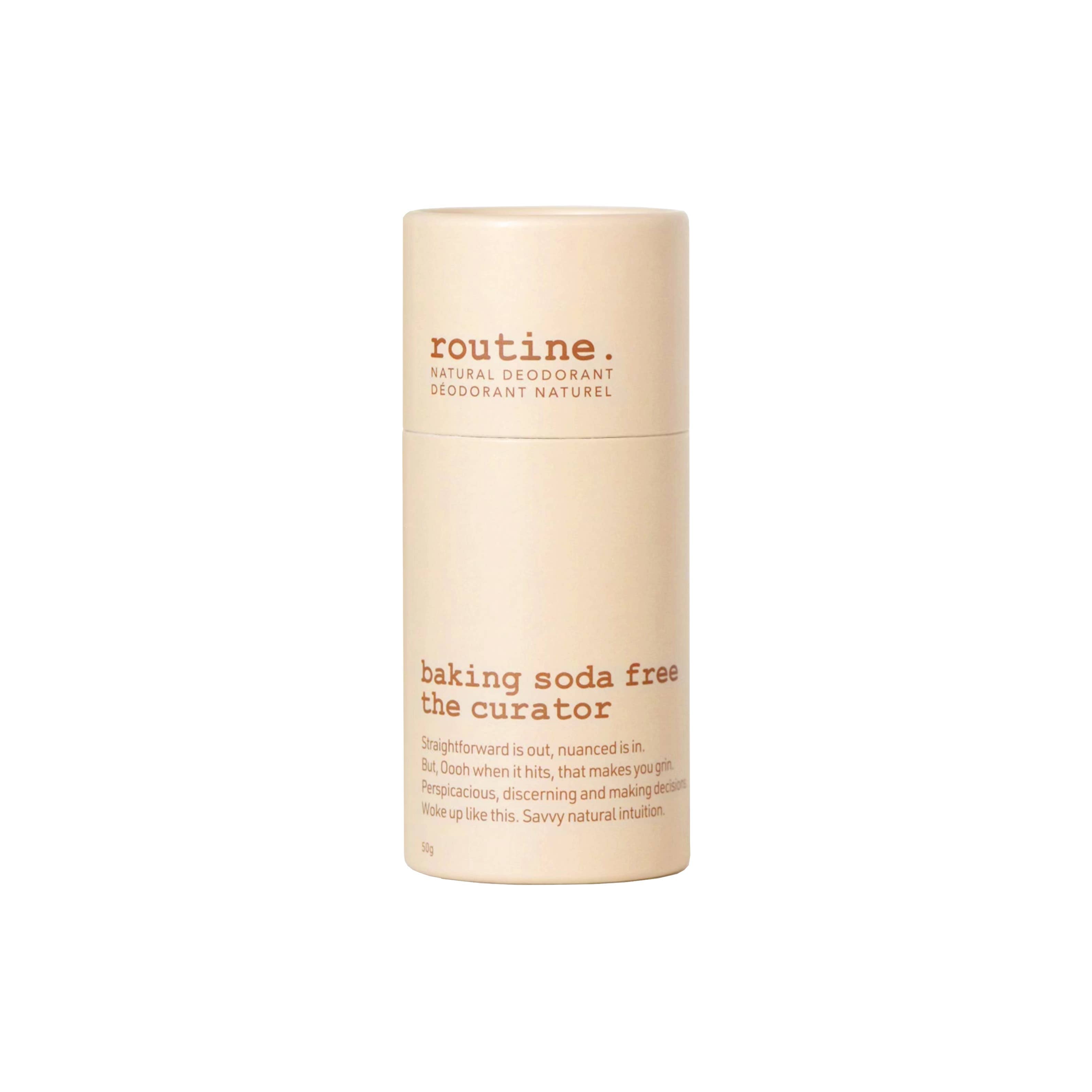 The Curator 50g deodorant stick, natural formula with eucalyptus and geranium for fresh, confident scent.