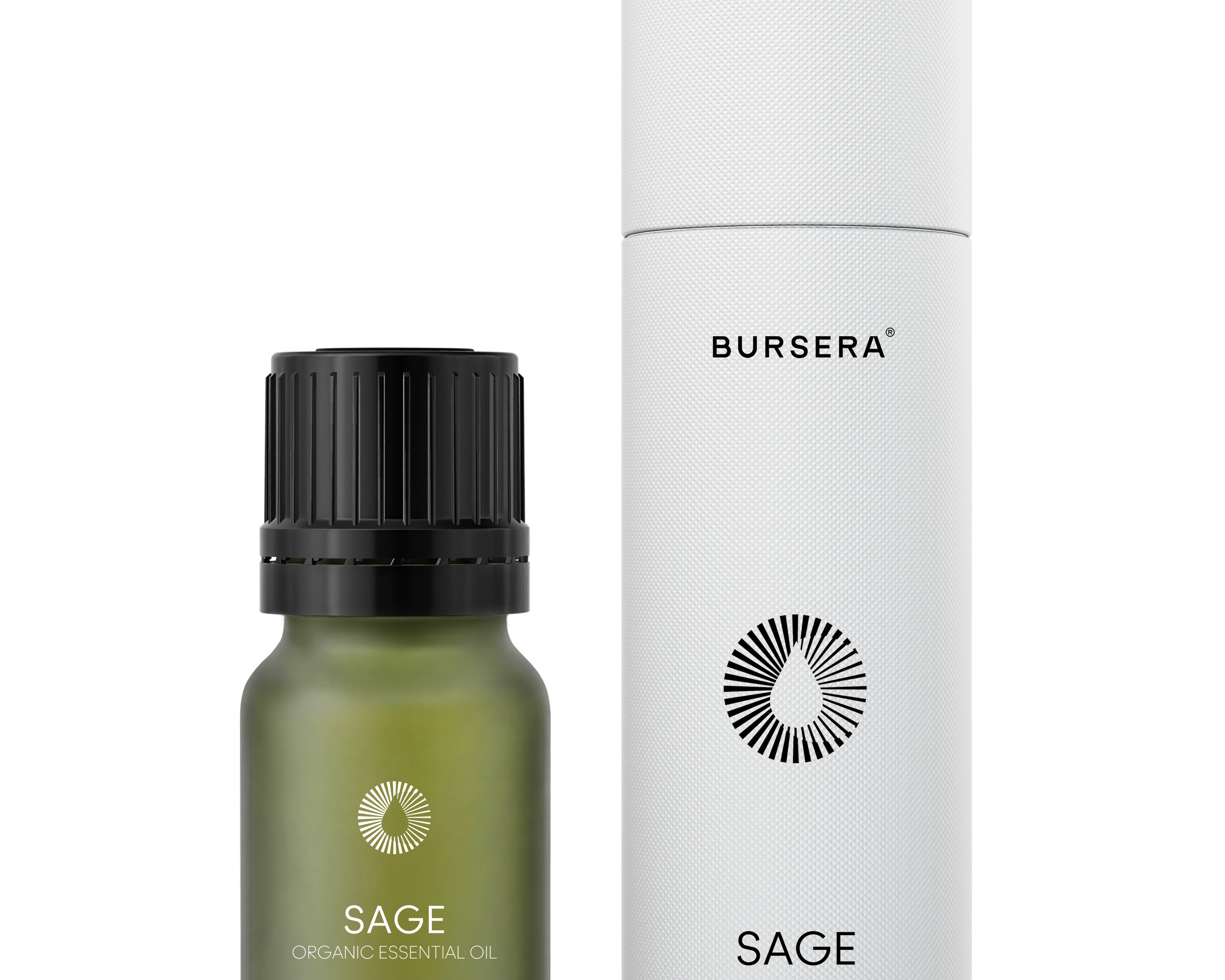 Bursera Palo Santo organic essential oil bottle and packaging on a white background