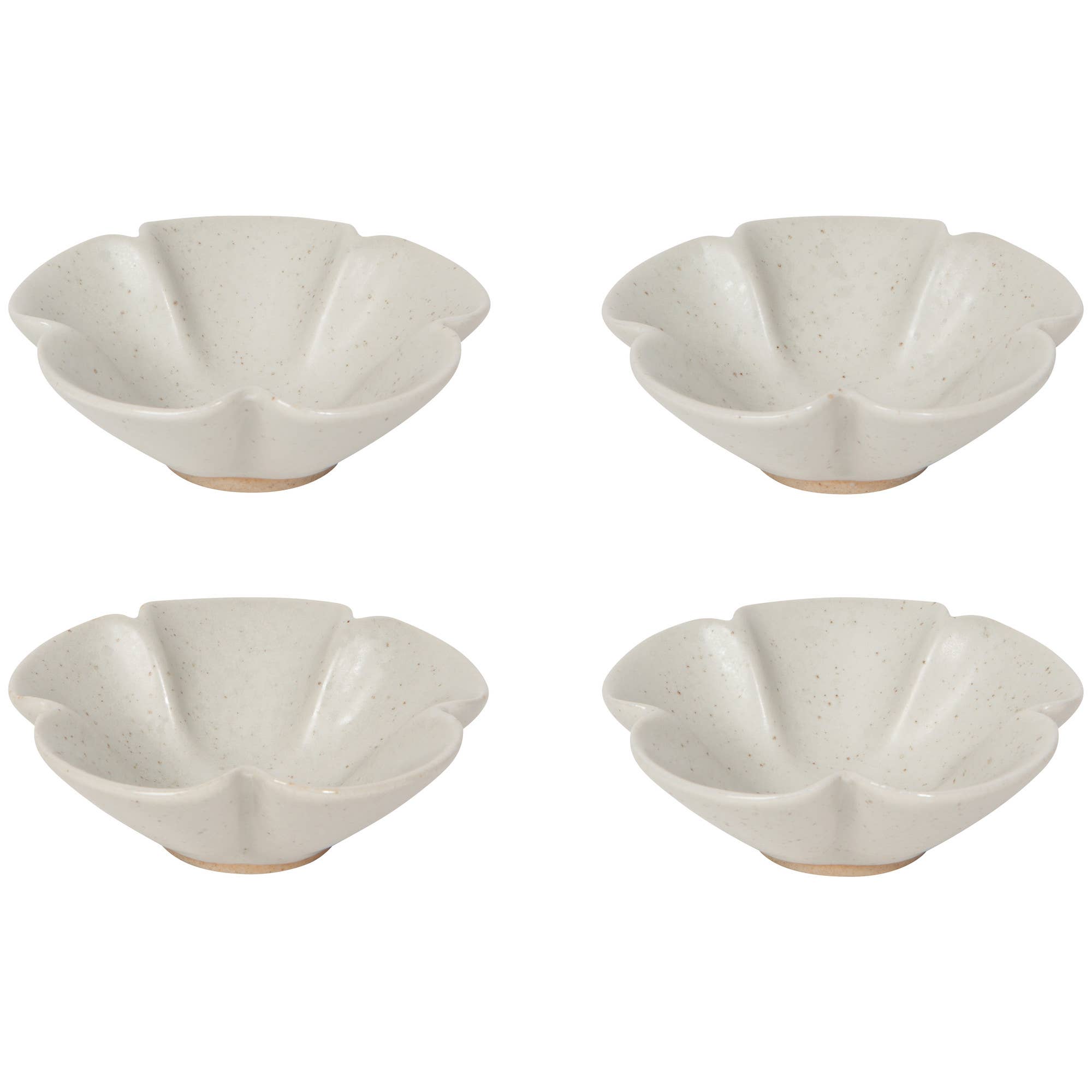 Set of 4 Sakura pinch bowls in stoneware, featuring cherry blossom design, ideal for spring celebrations.