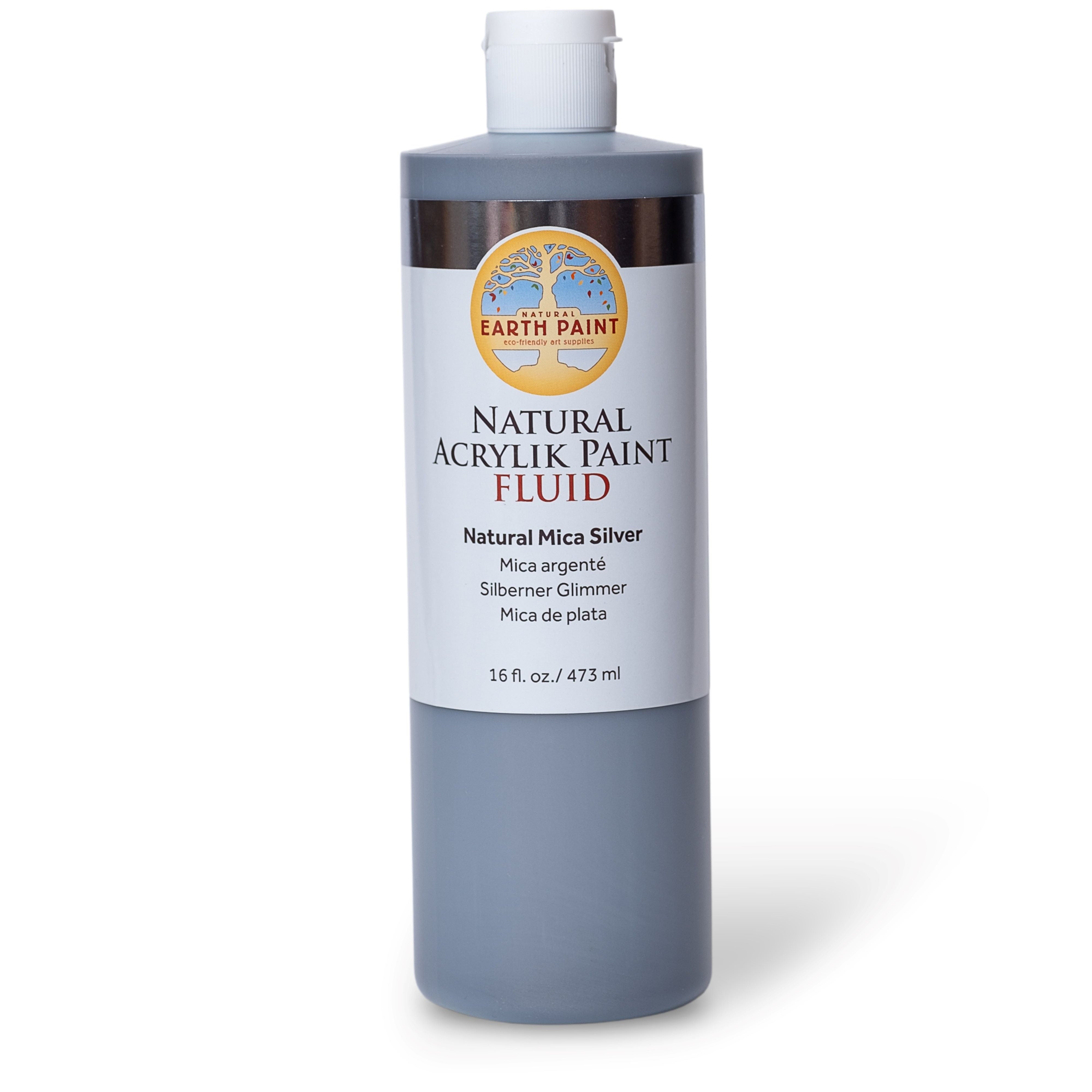 Bottle of Earth Paint Natural Acrylic Paint Fluid on a white background