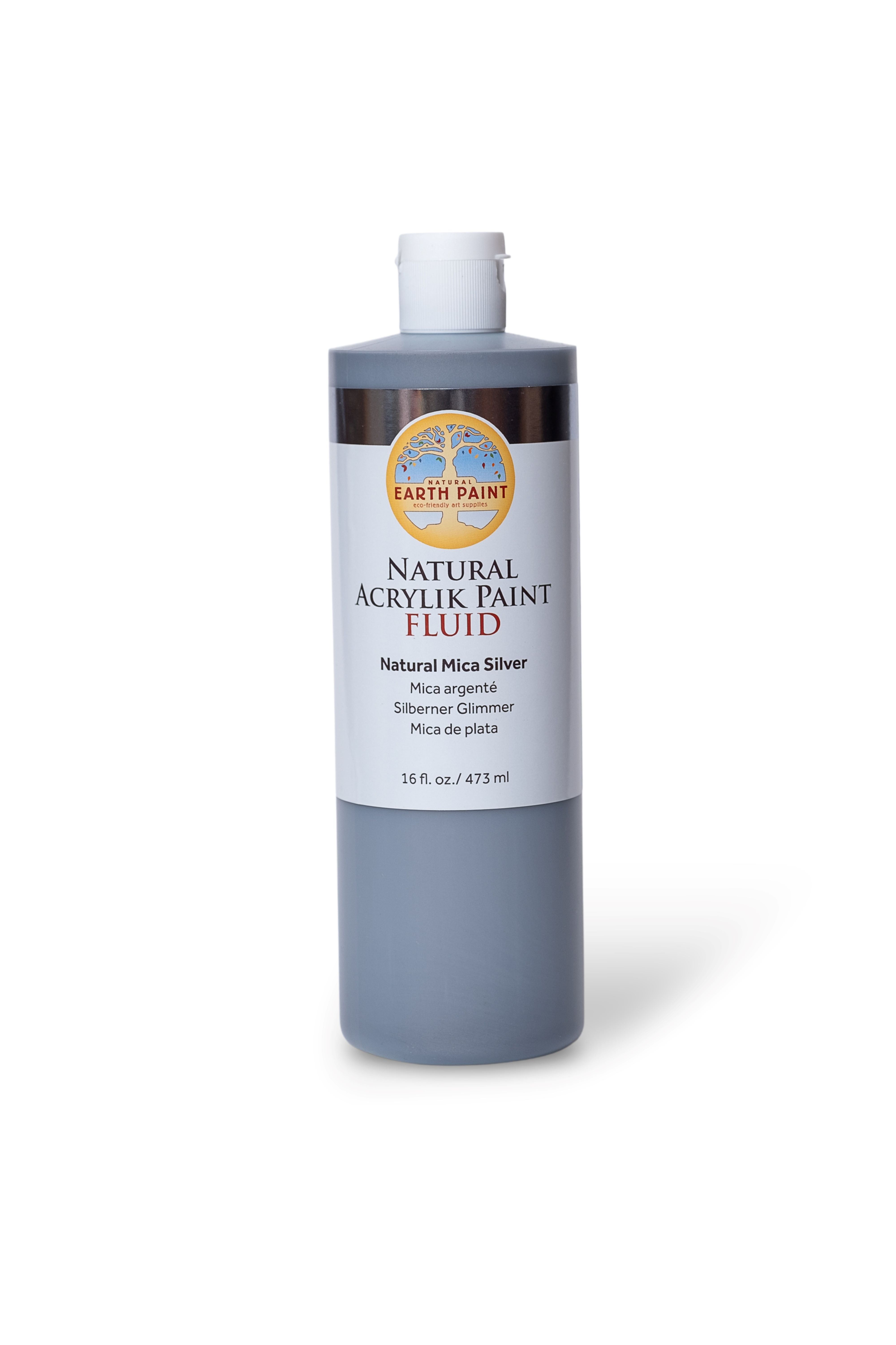 Bottle of Earth Paint Natural Acrylic Paint Fluid on a white background