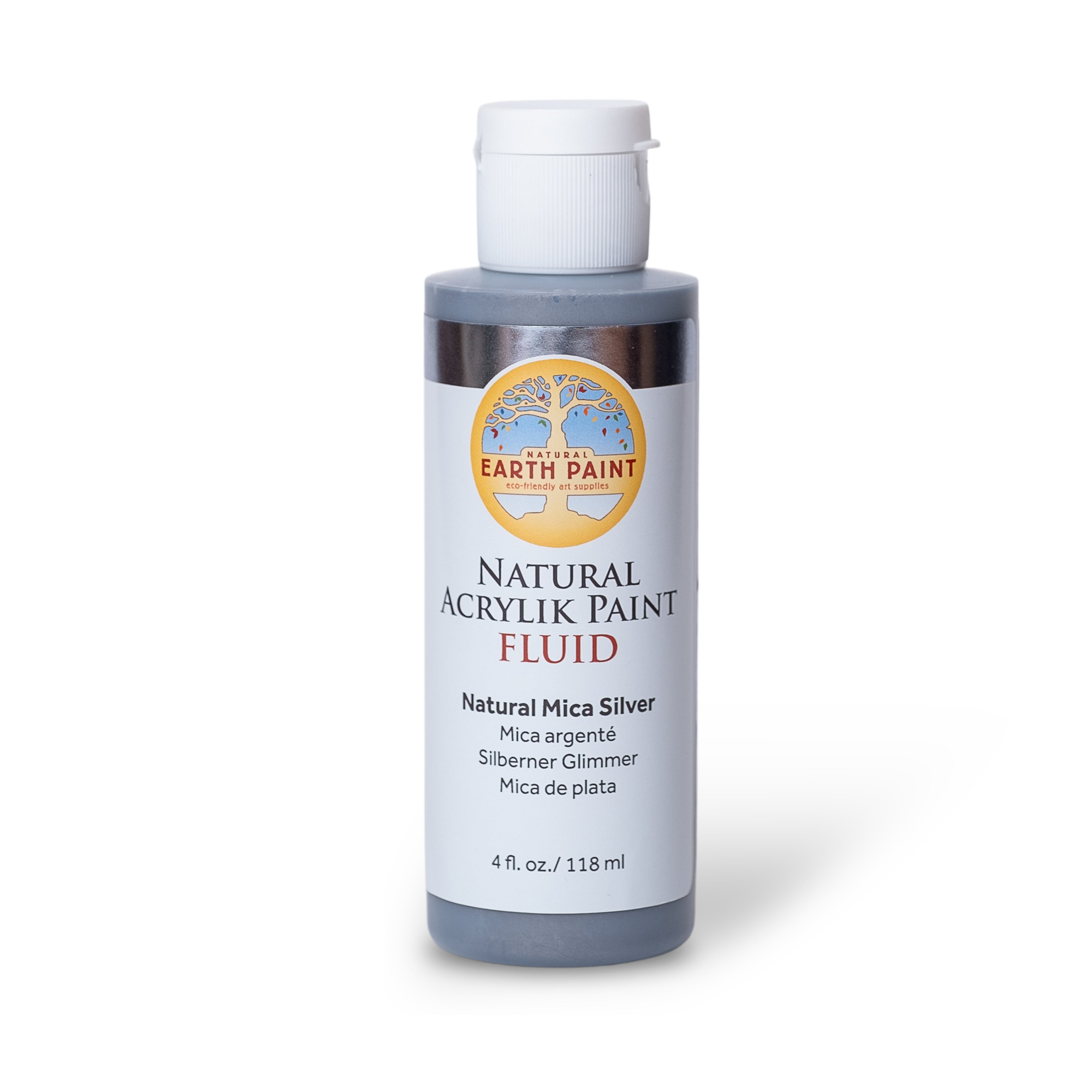Bottle of Earth Paint Natural Acrylic Paint Fluid on a white background