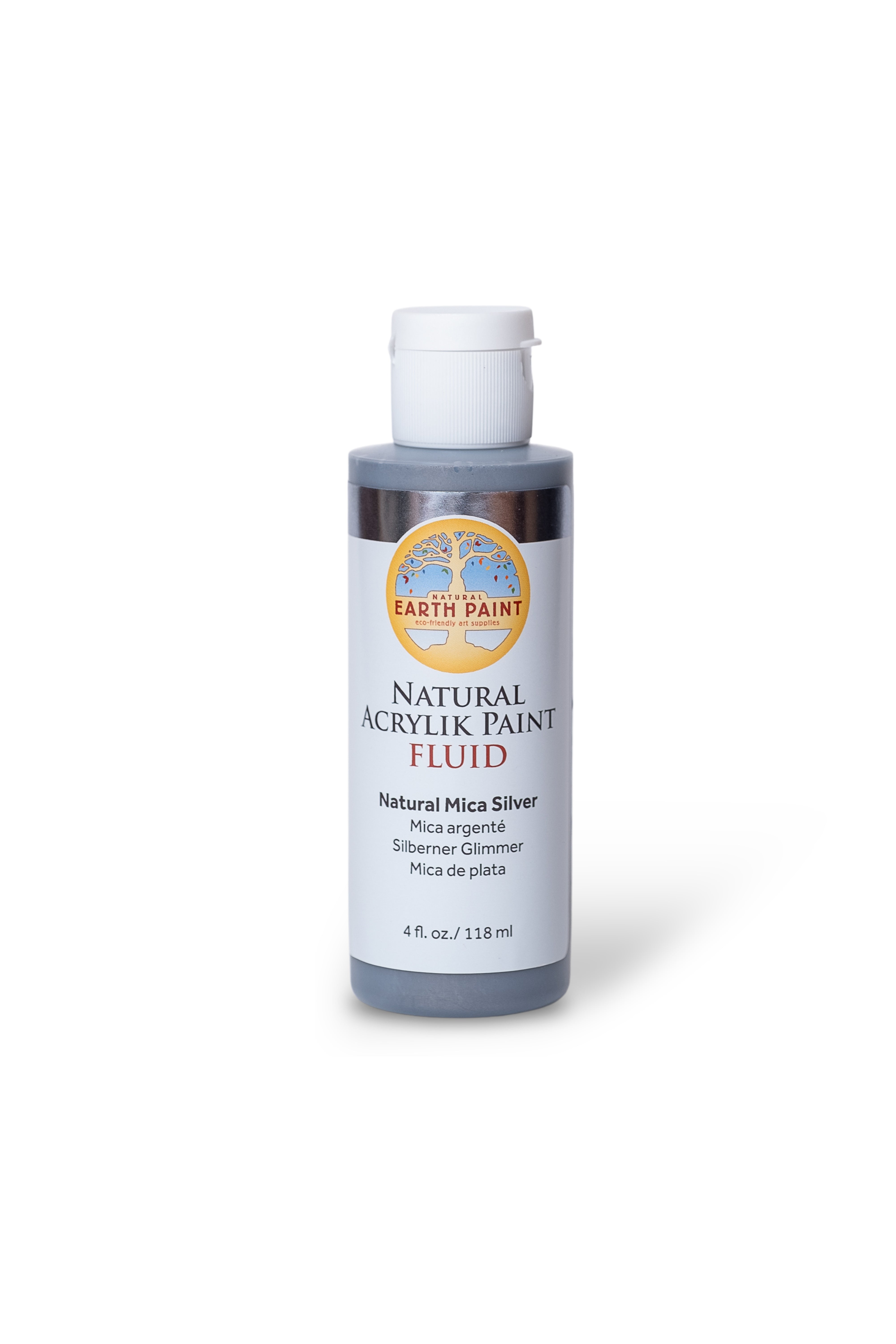 Bottle of Earth Paint Natural Acrylic Paint Fluid on a white background