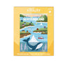 Villager Newfoundland puzzle box with a whale and island design on a yellow background