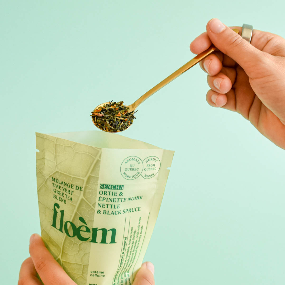 Sencha Green Tea – Wild Nettle & Black Spruce | Floèm spoon