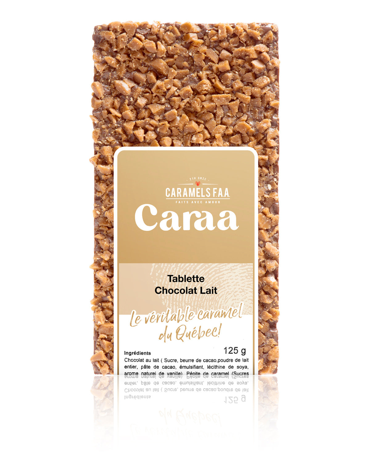 Caramels Faa chocolate tablet packaging on a white background