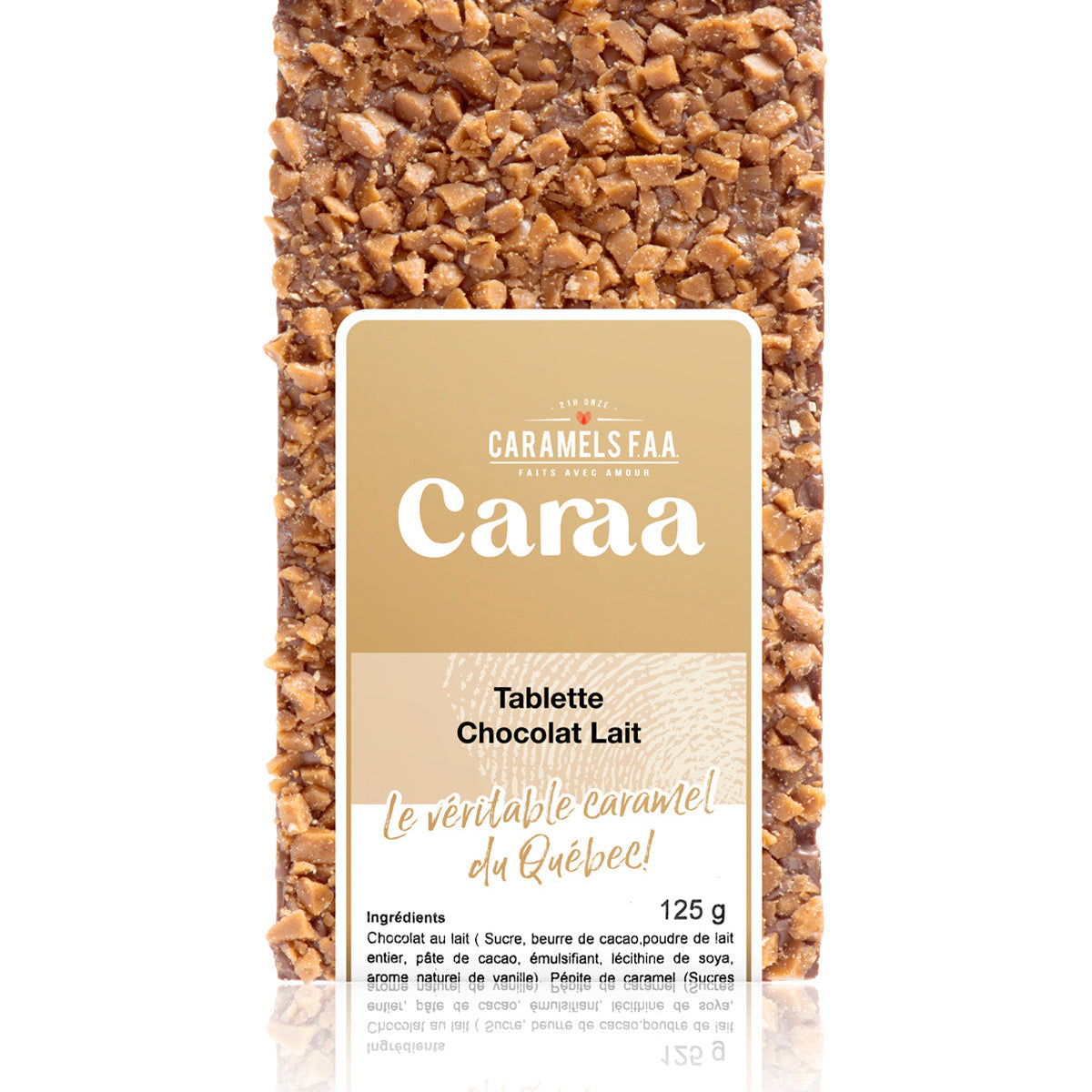 Caramels Faa chocolate tablet packaging on a white background