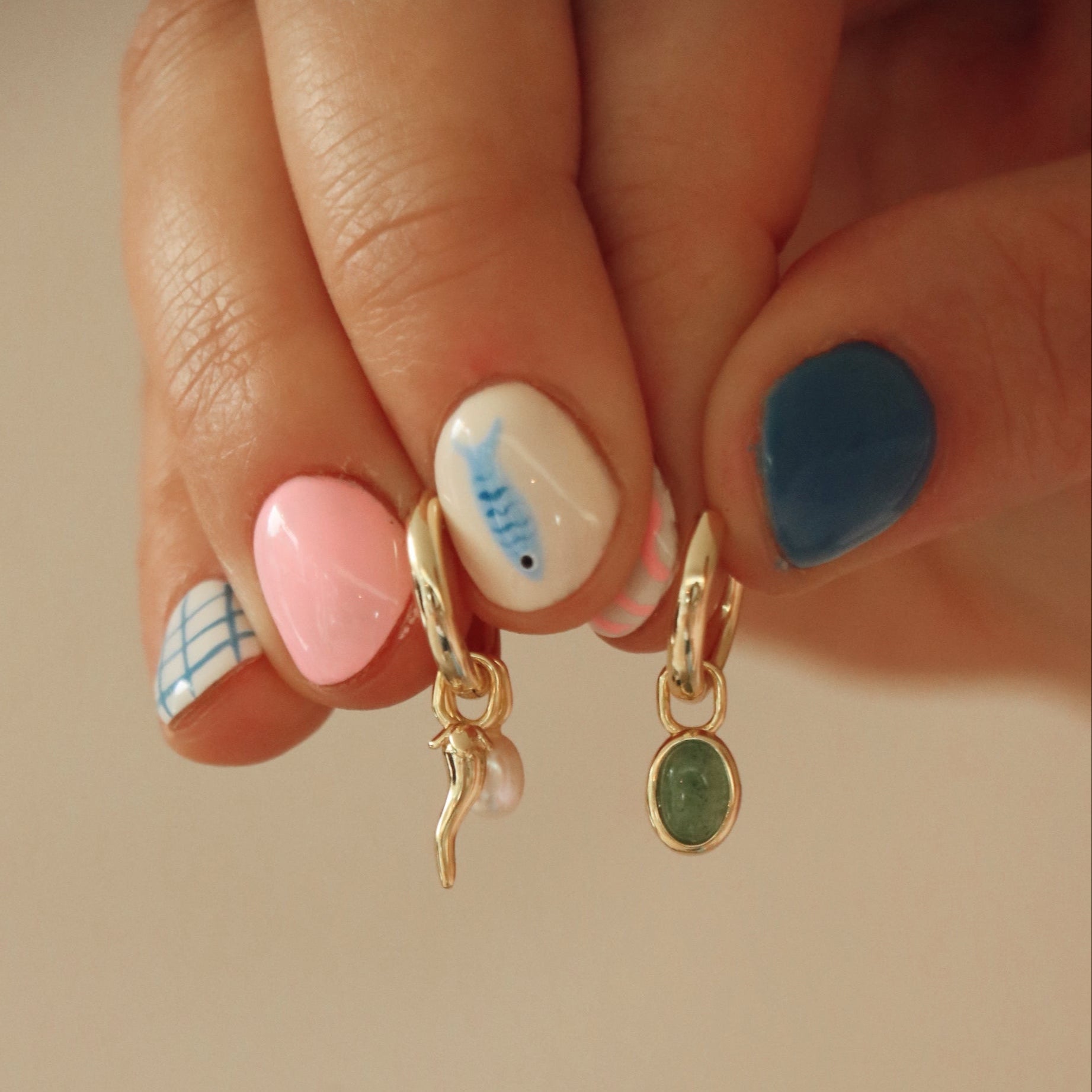 Charm Hoop Earrings – Pepeo, Gold-Plated Pearl & Aventurine | HoraceJewelry pair