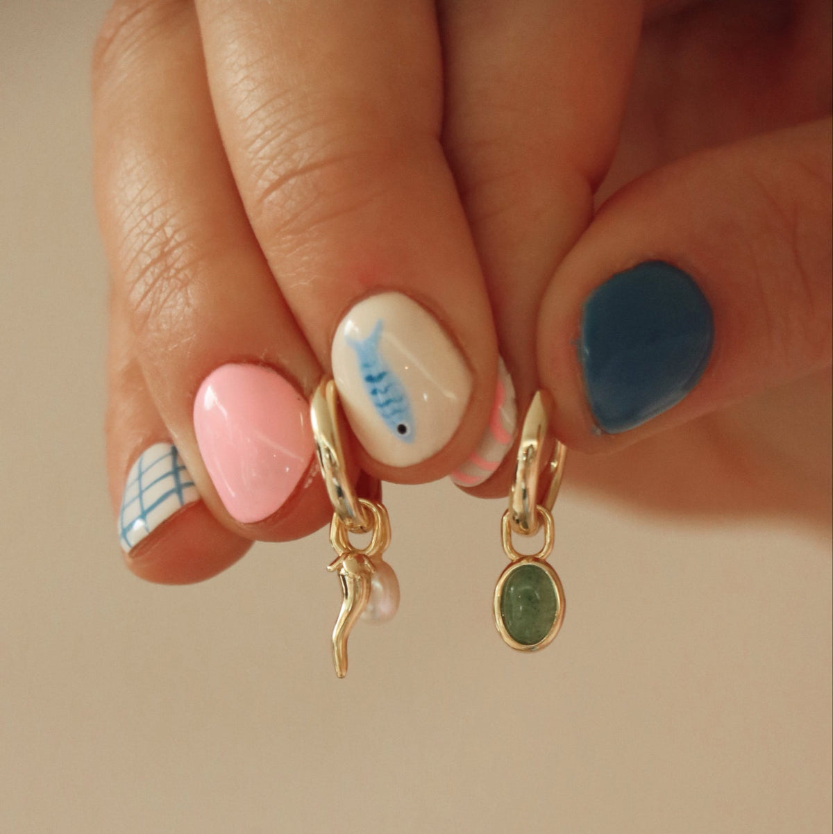 Charm Hoop Earrings – Pepeo, Gold-Plated Pearl & Aventurine | HoraceJewelry pair