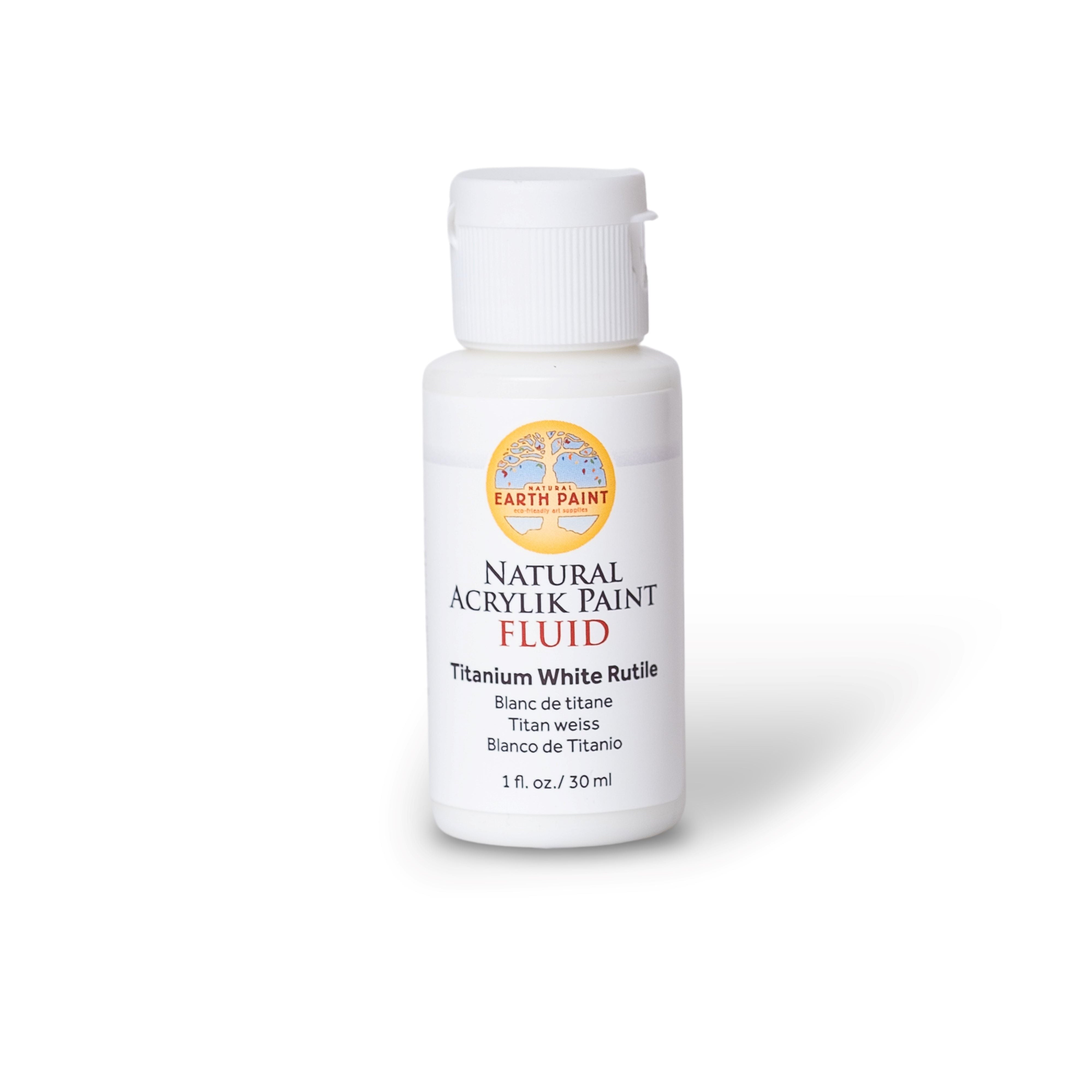Bottle of Natural Acrylic Paint Fluid on a white background