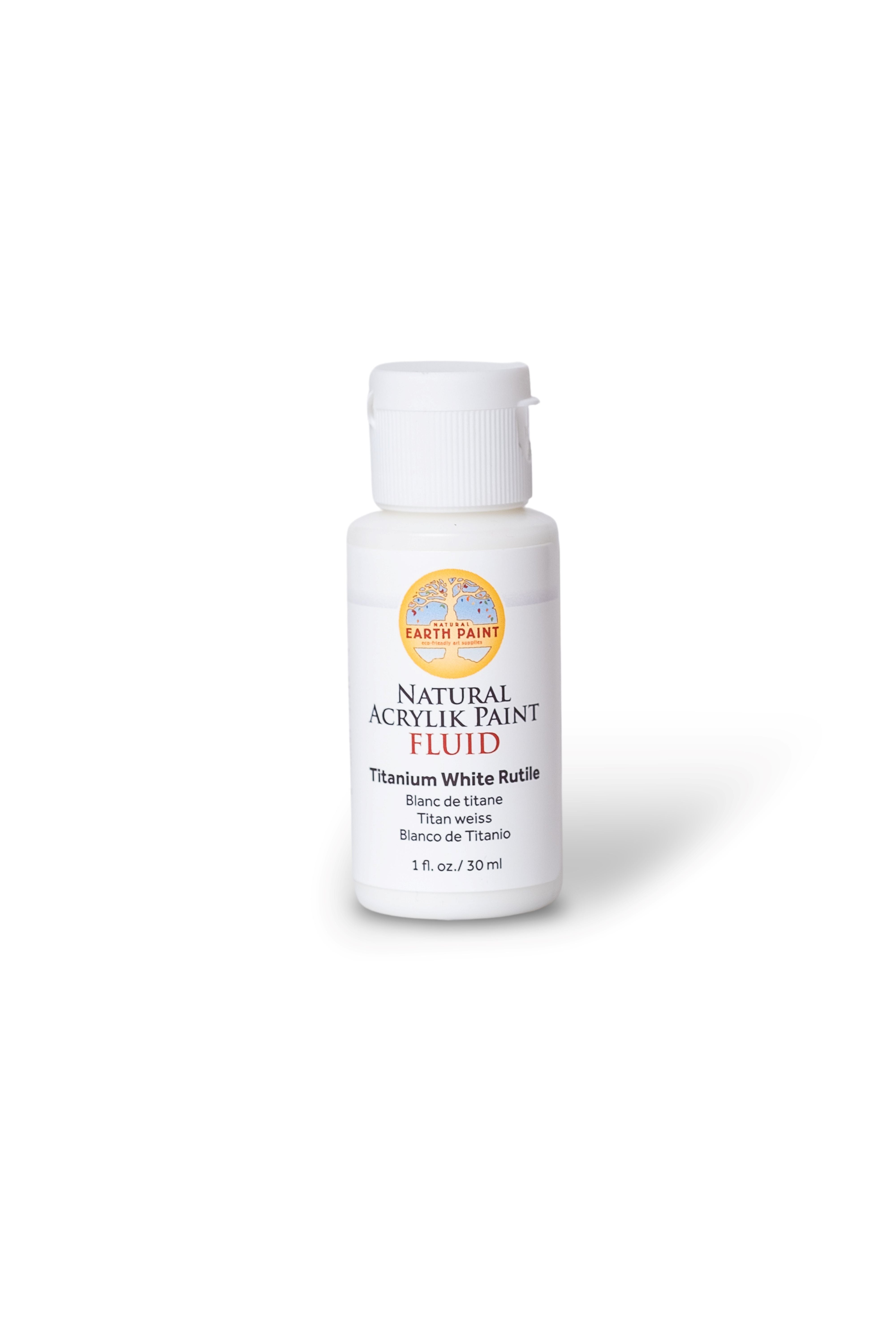 Bottle of Natural Acrylic Paint Fluid on a white background