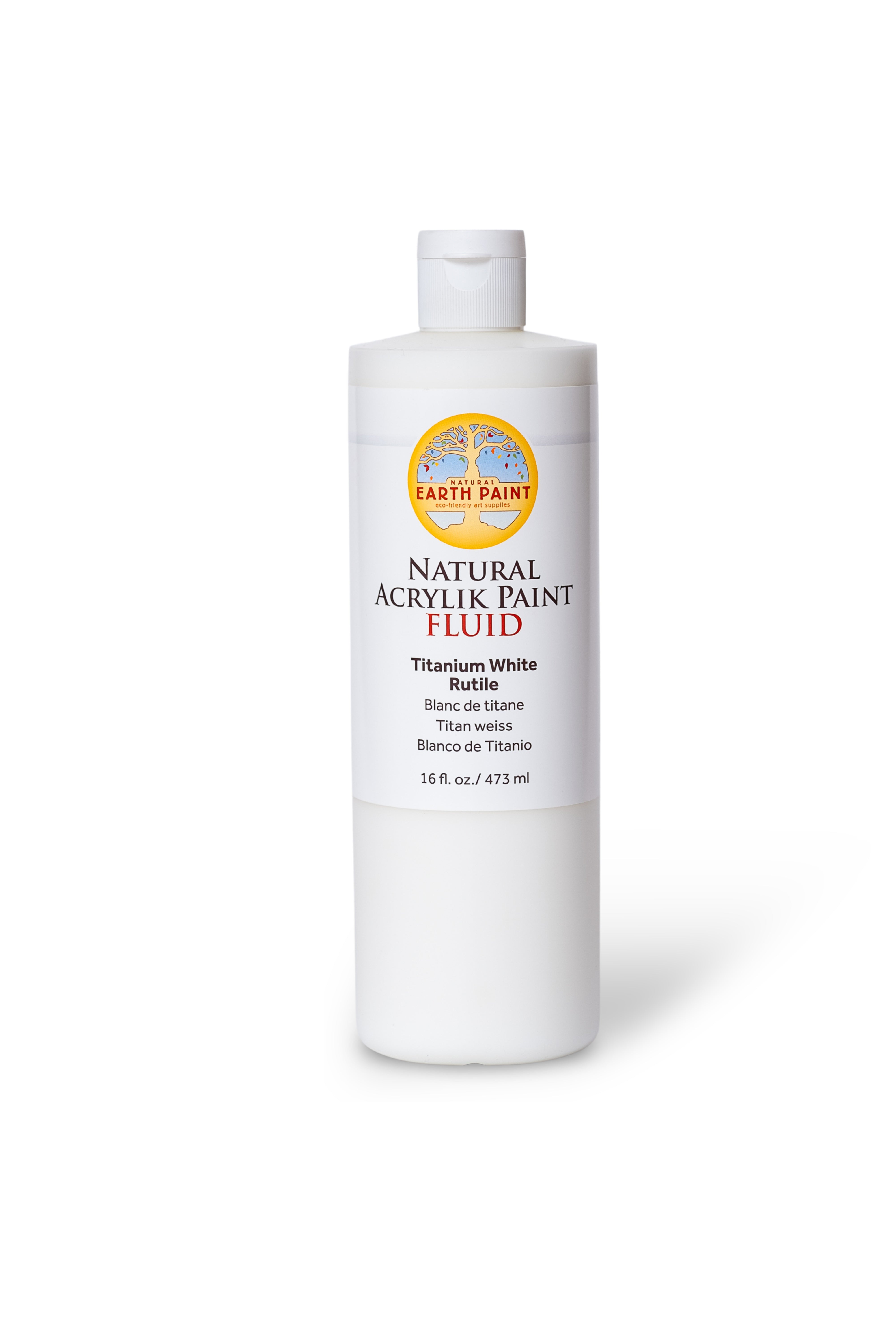 Bottle of Earth Paint Natural Acrylic Paint Fluid on a white background