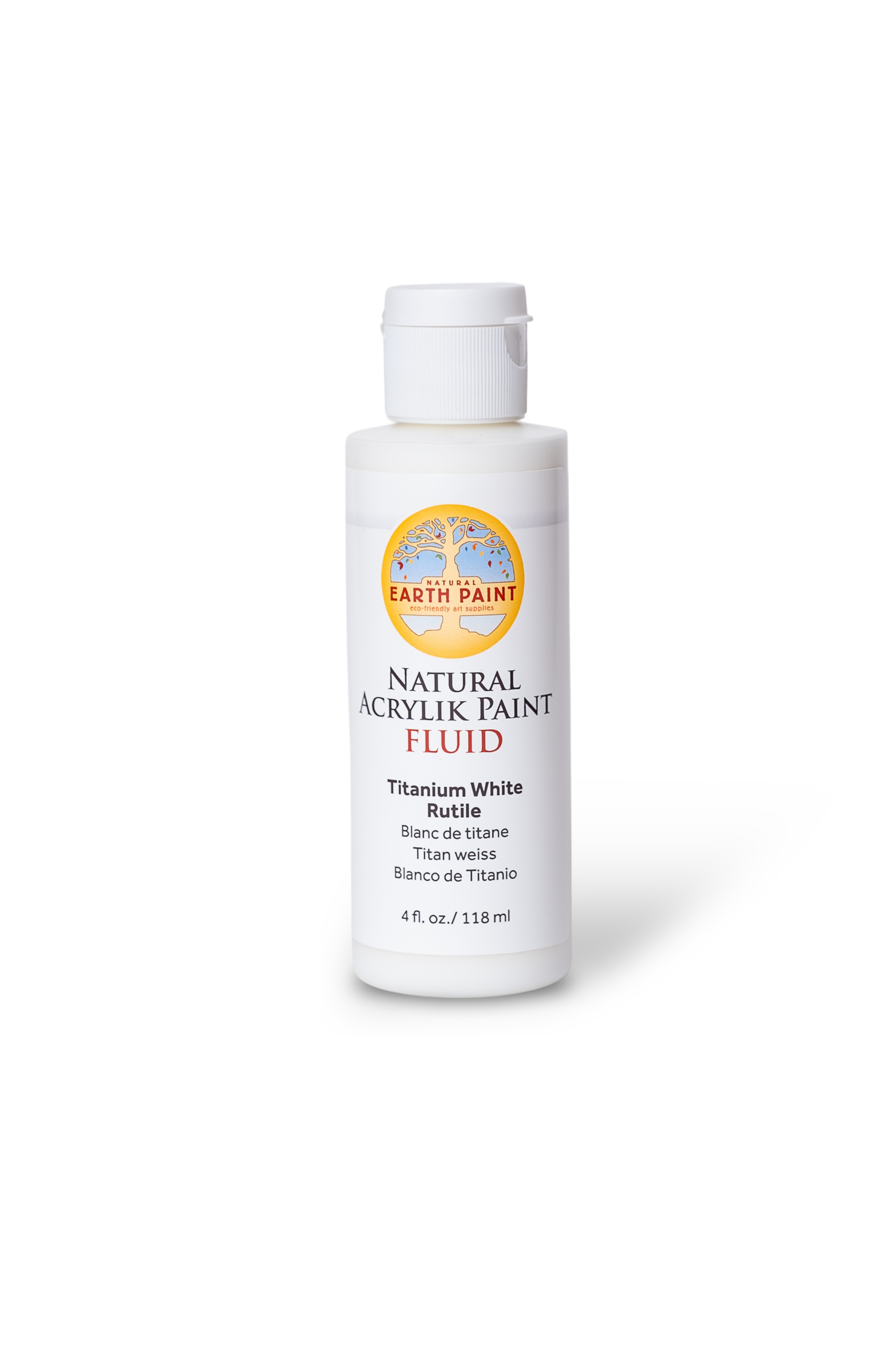 Bottle of Earth Paint natural acrylic paint fluid on a white background
