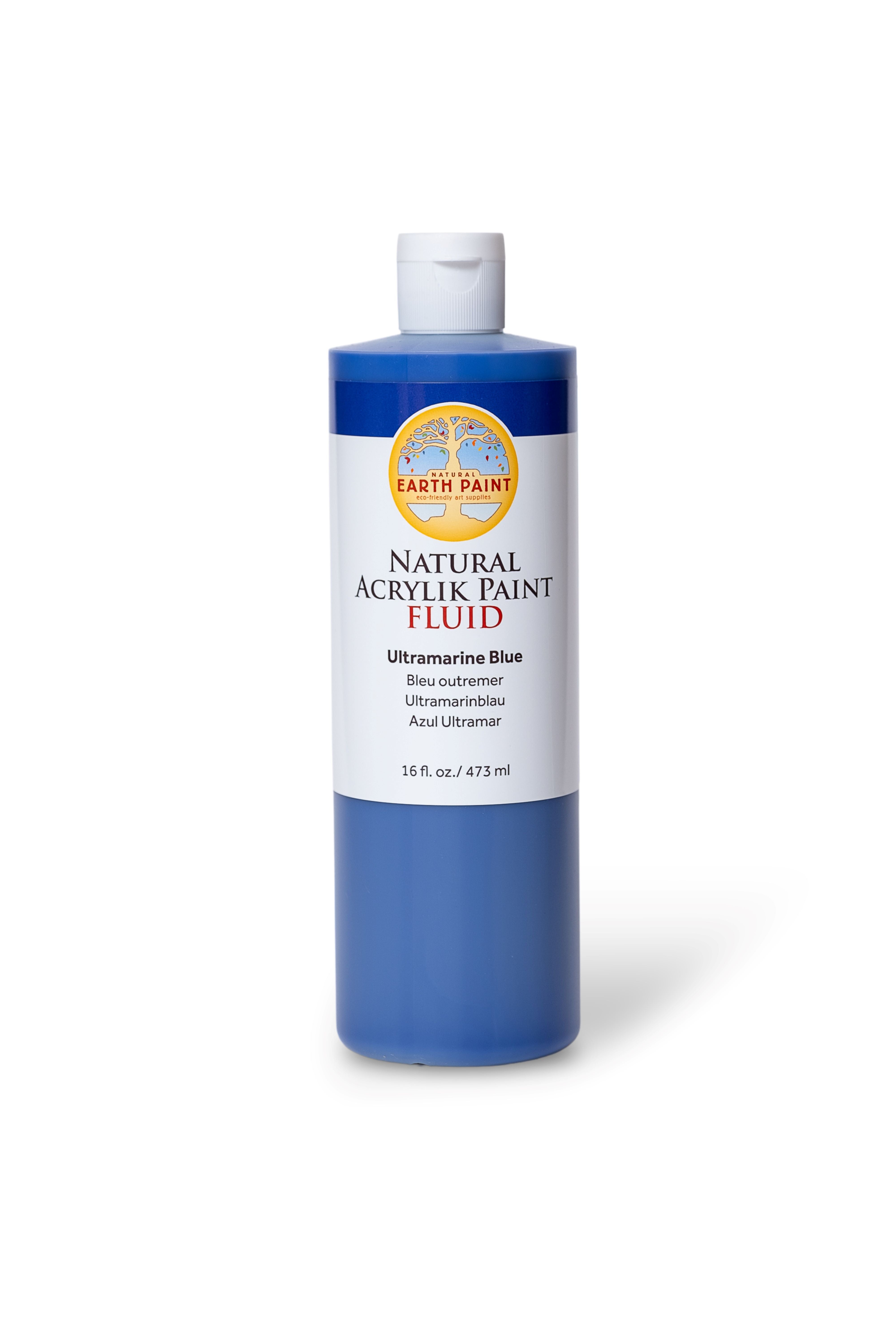 Bottle of Earth Paint Natural Acrylic Paint Fluid on a white background