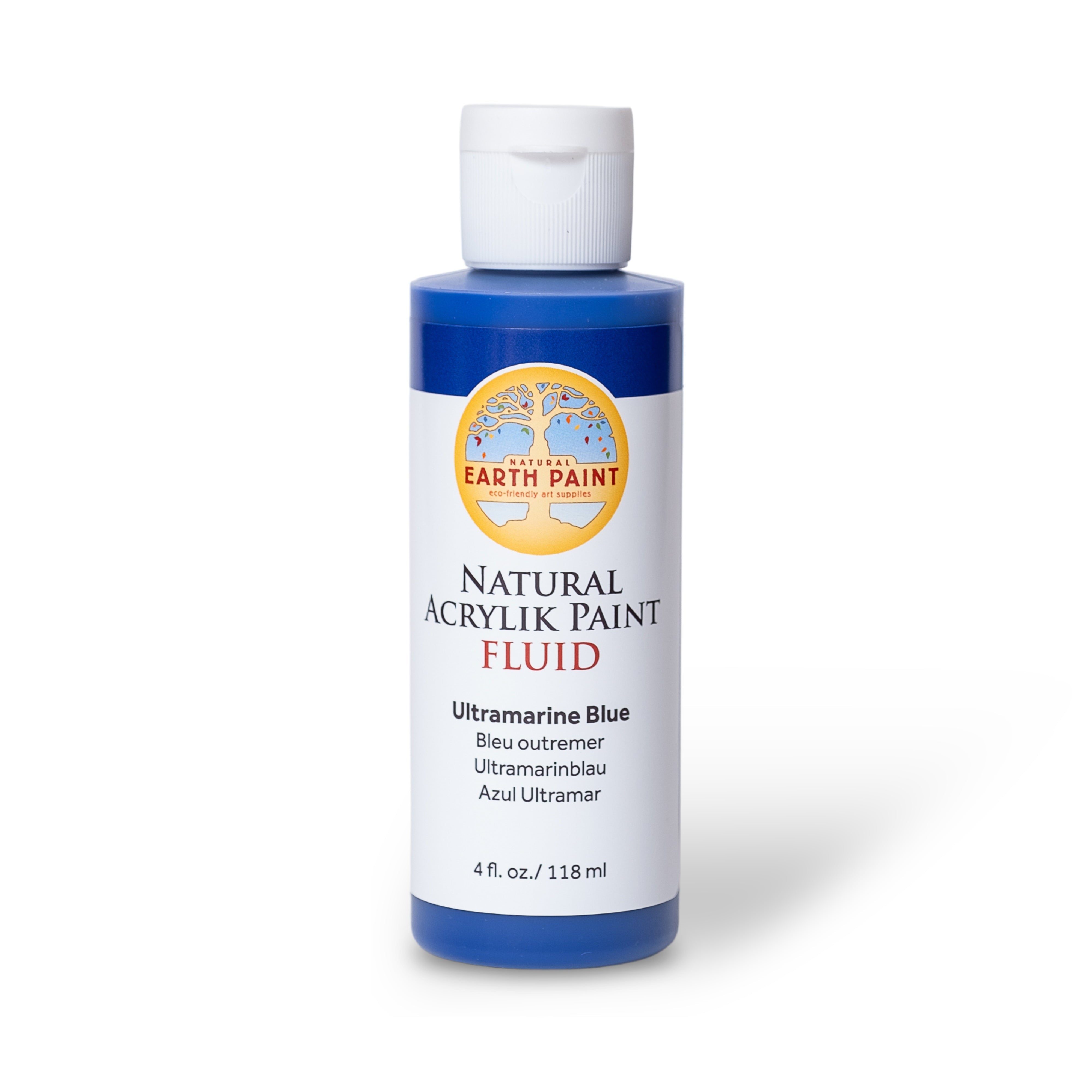 Bottle of Earth Paint natural acrylic paint fluid on a white background