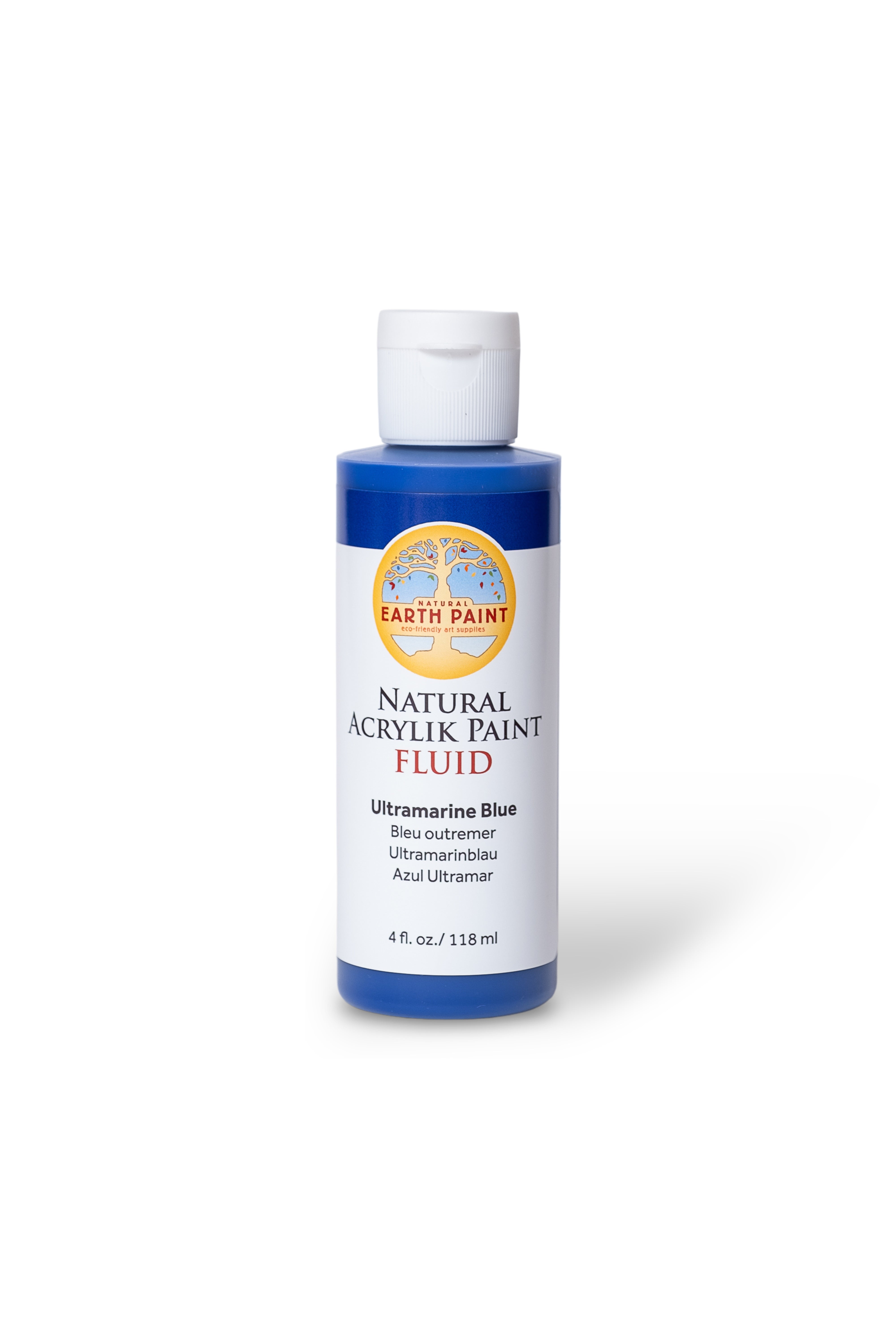 Bottle of Earth Paint natural acrylic paint fluid on a white background