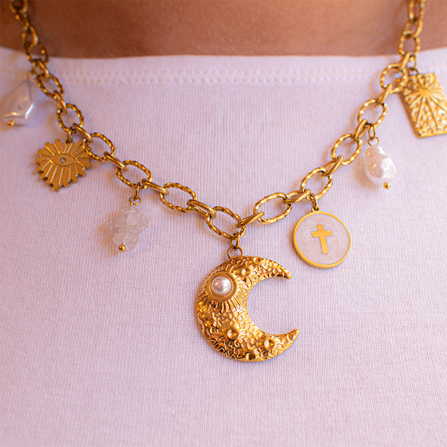 Under The Moon Charm Necklace by Pinky Mimosa