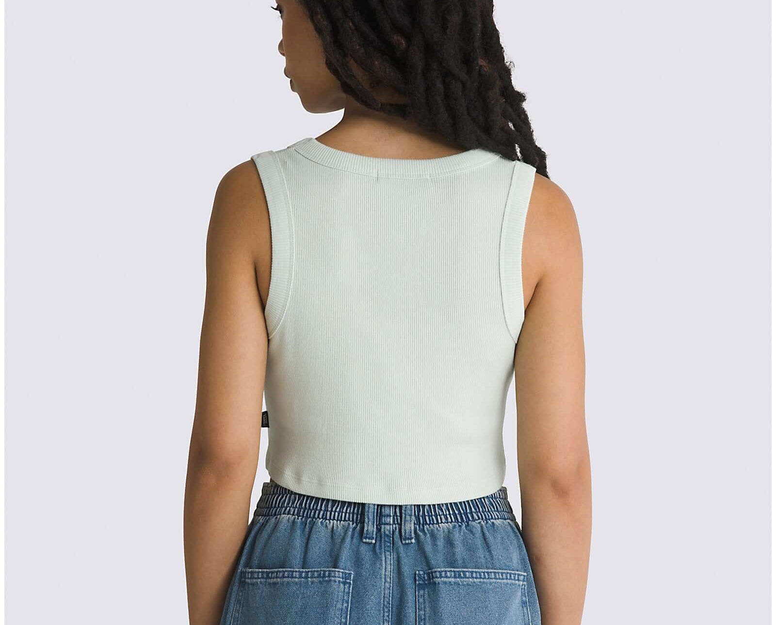 Vans Ribbed crop top in light green back view
