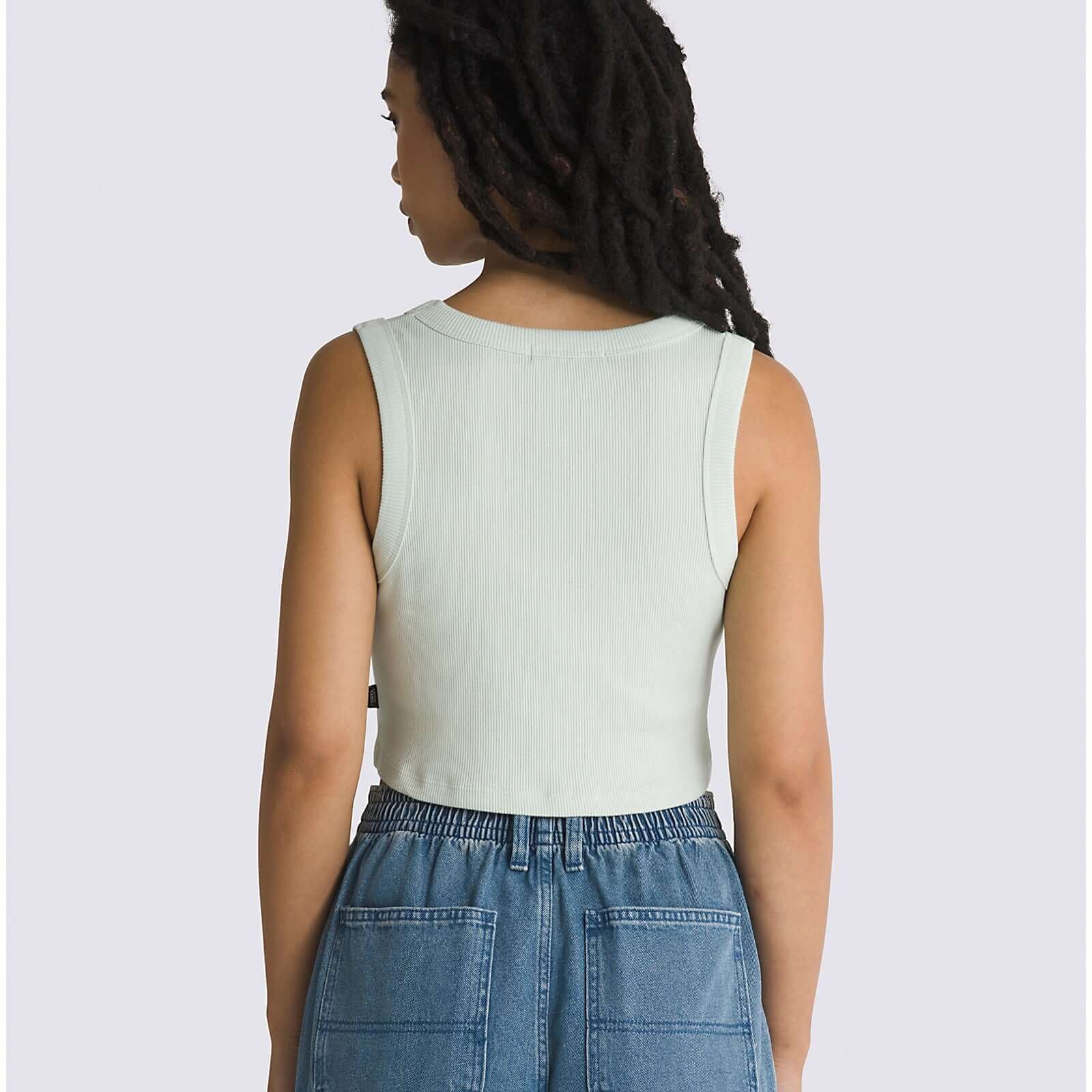 Vans Ribbed crop top in light green back view