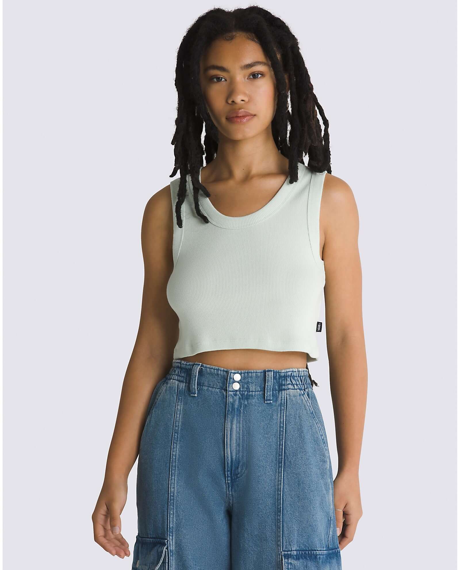 Vans Ribbed crop top in light green