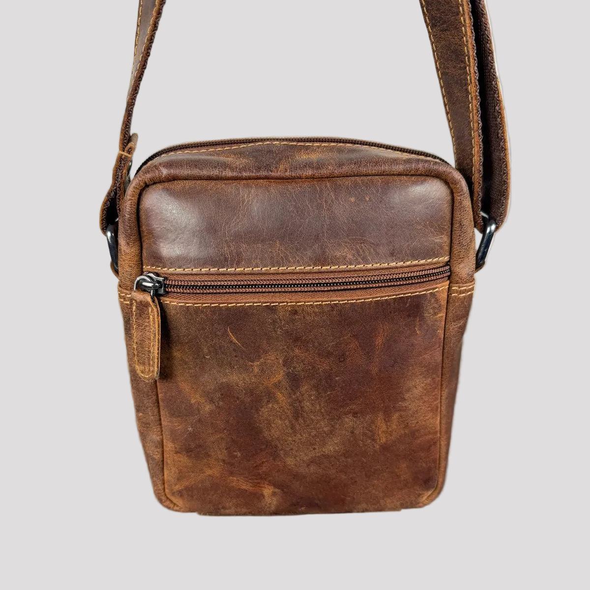 Greenwood Mini-Messenger Bag – Premium Compact Crossbody | Boutique of Leathers brown back