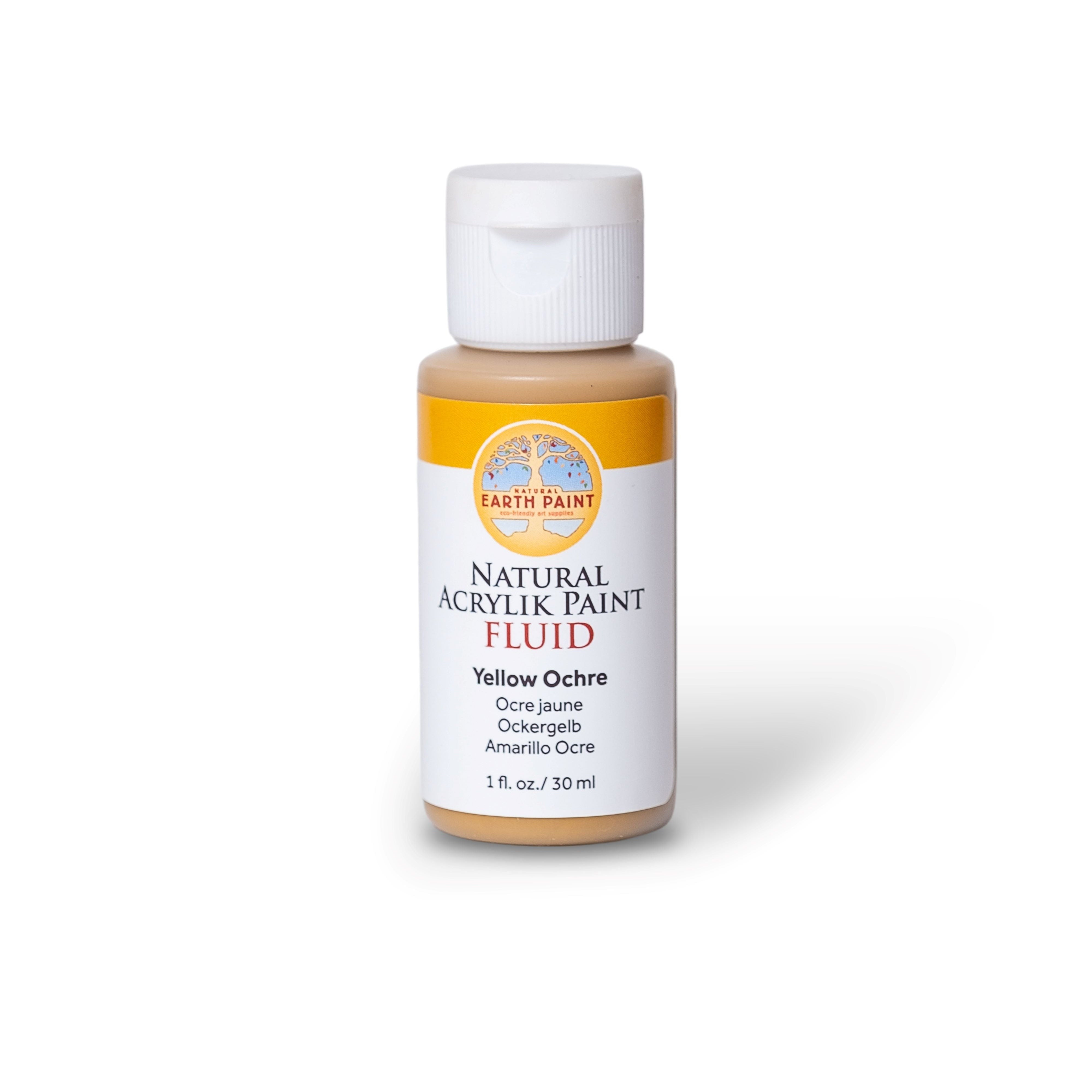 Bottle of Natural Acrylic Paint Fluid on a white background
