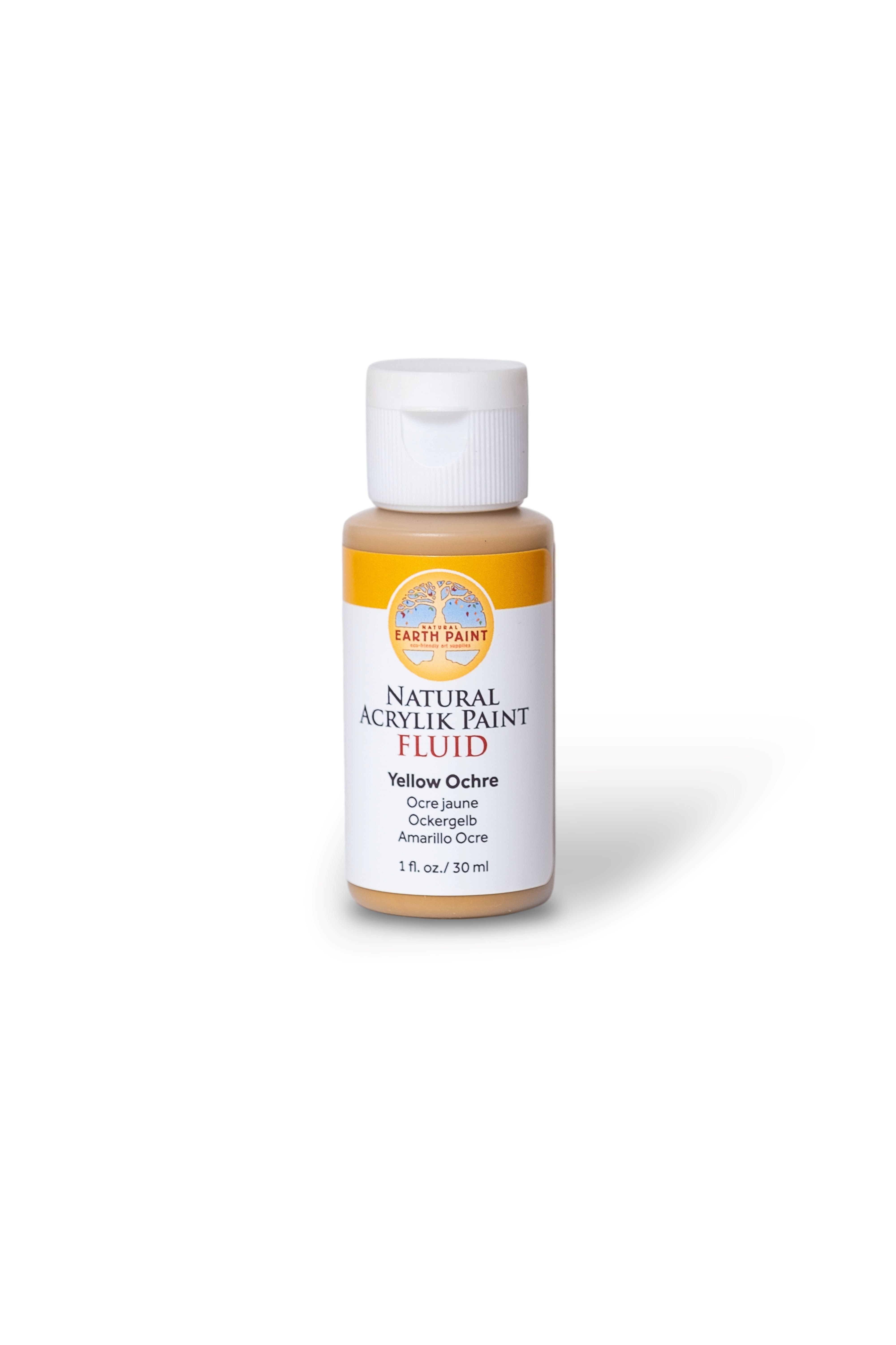 Bottle of Natural Acrylic Paint Fluid on a white background
