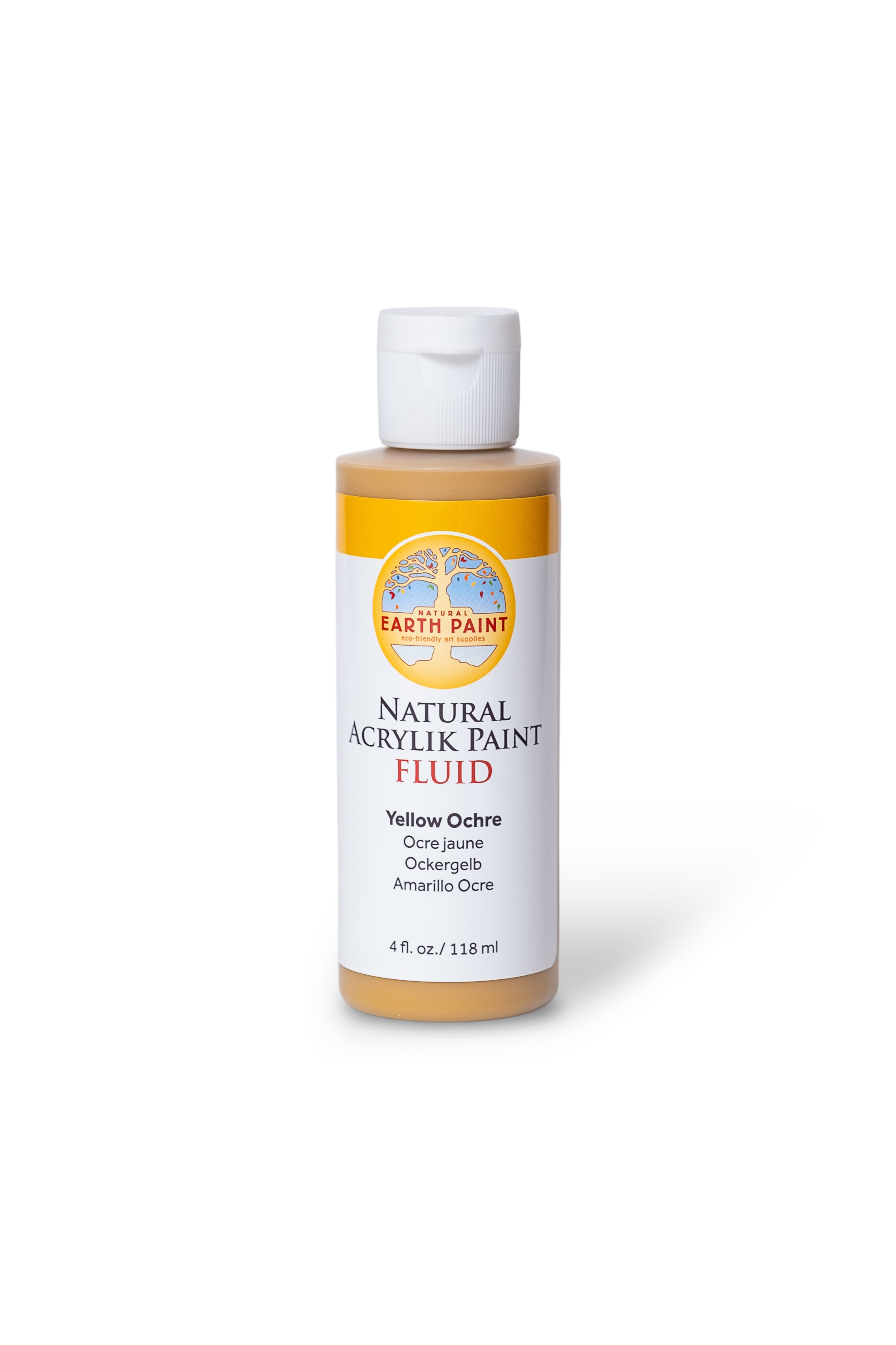 Bottle of Earth Paint Natural Acrylic Paint Fluid on a white background