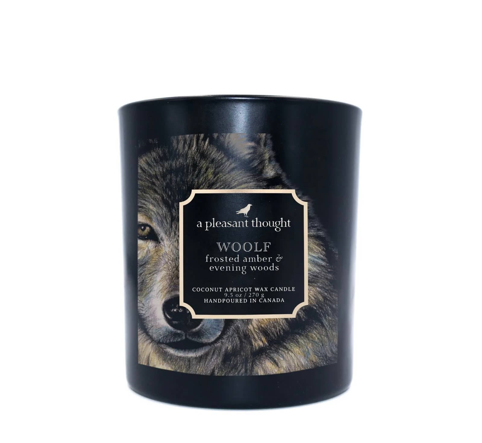 A Pleasant Thought WOOLF | FROSTED AMBER & EVENING WOODS | RAVEN CANDLE: Wood