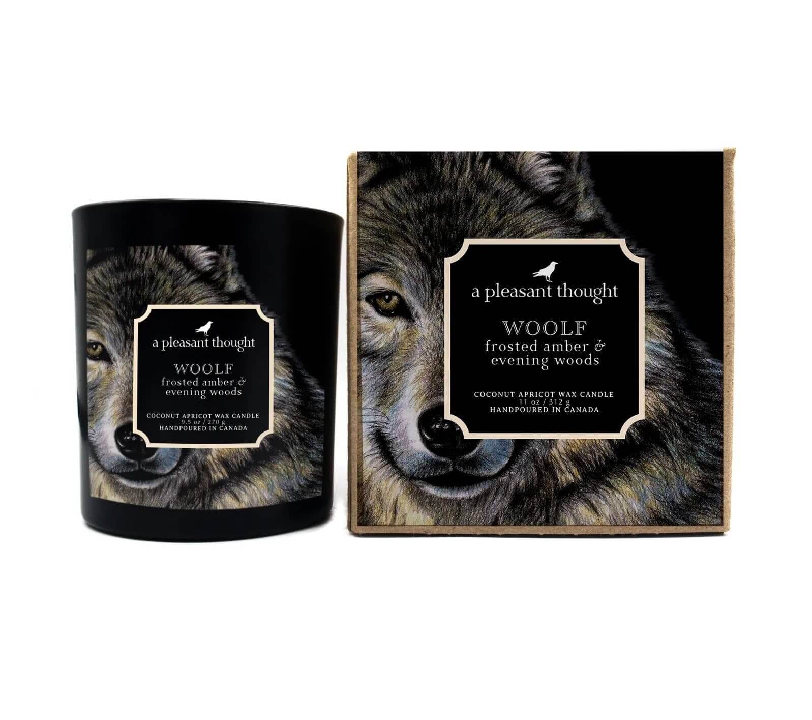 A Pleasant Thought WOOLF | FROSTED AMBER & EVENING WOODS | RAVEN CANDLE: Wood