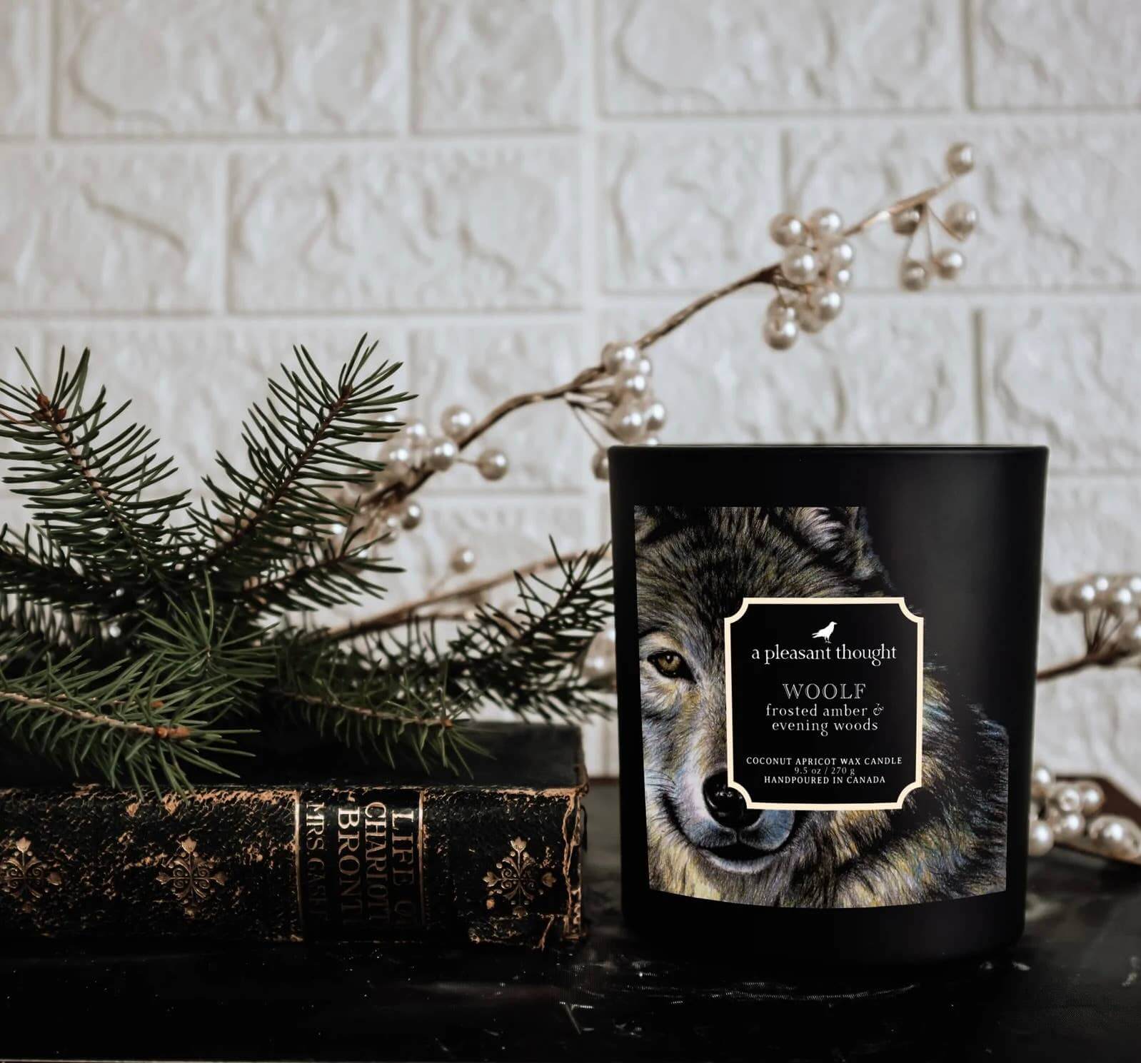 A Pleasant Thought WOOLF | FROSTED AMBER & EVENING WOODS | RAVEN CANDLE: Wood