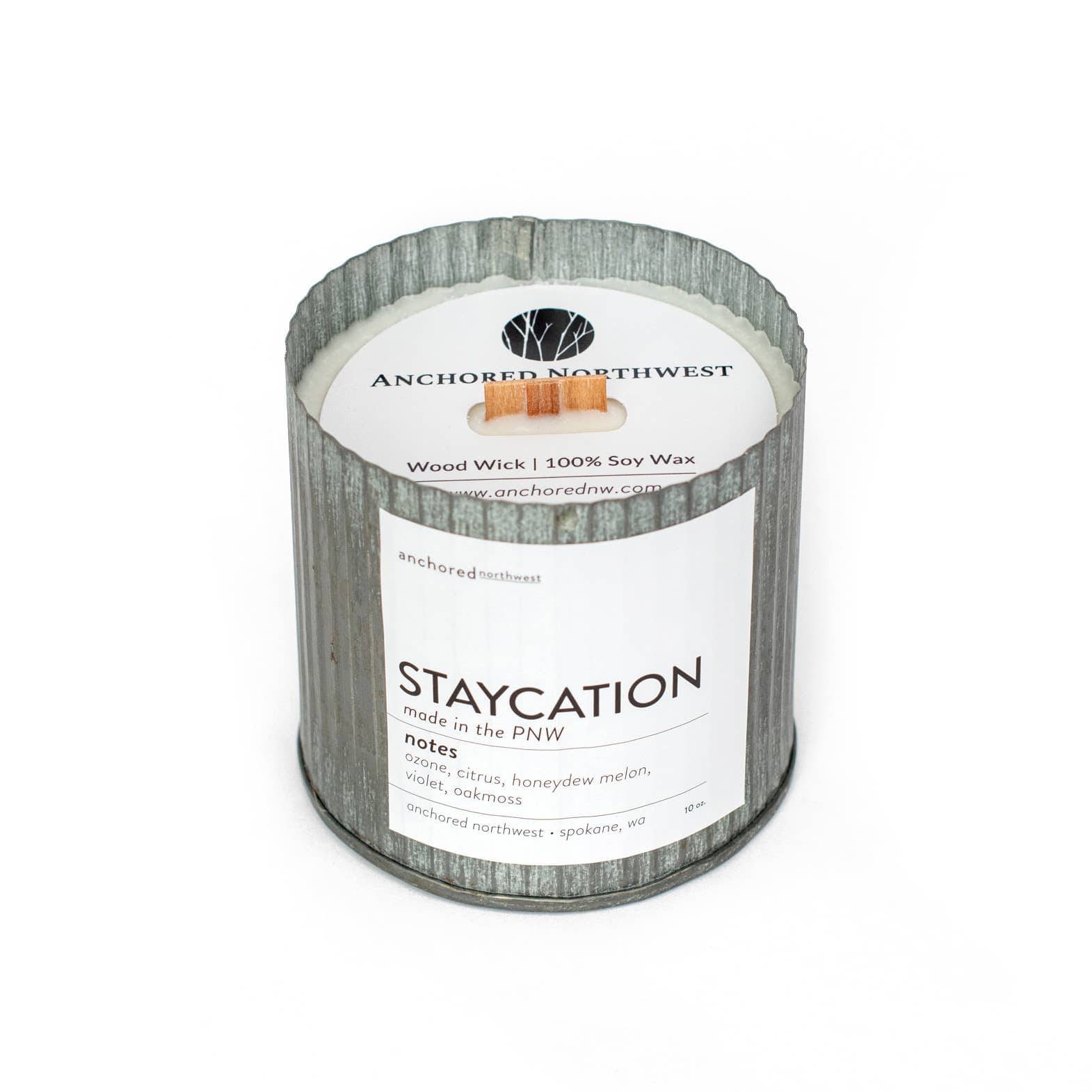 Anchored Northwest Staycation Wood Wick Rustic Farmhouse Soy Candle: 10oz