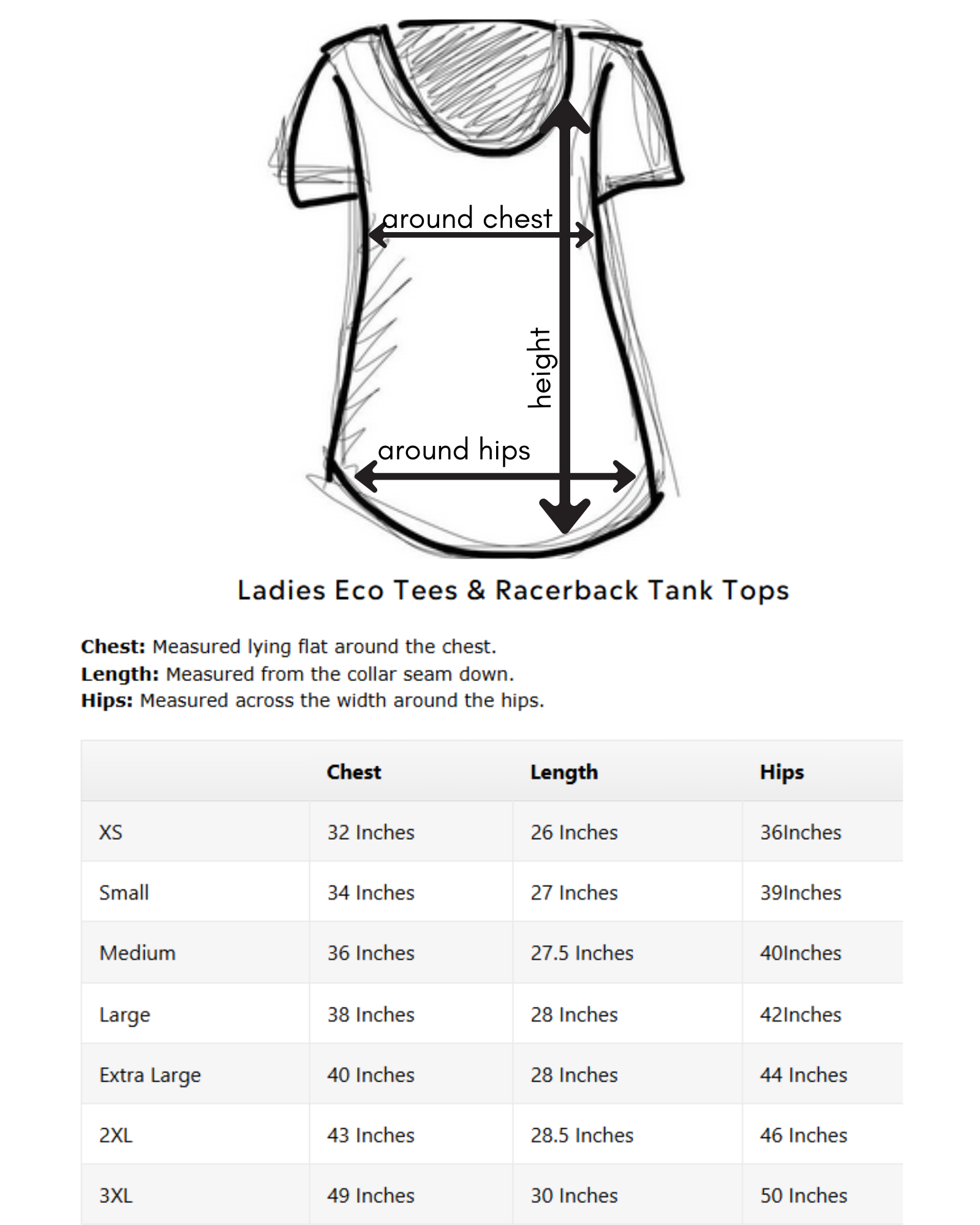 ELDERS - Women's Eco Tee blue Kindred Coast size chart
