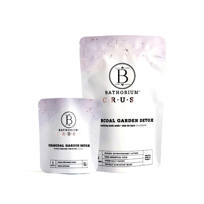 Two packages of Bathorium Cruès Charcoal Garden Detox on a white background