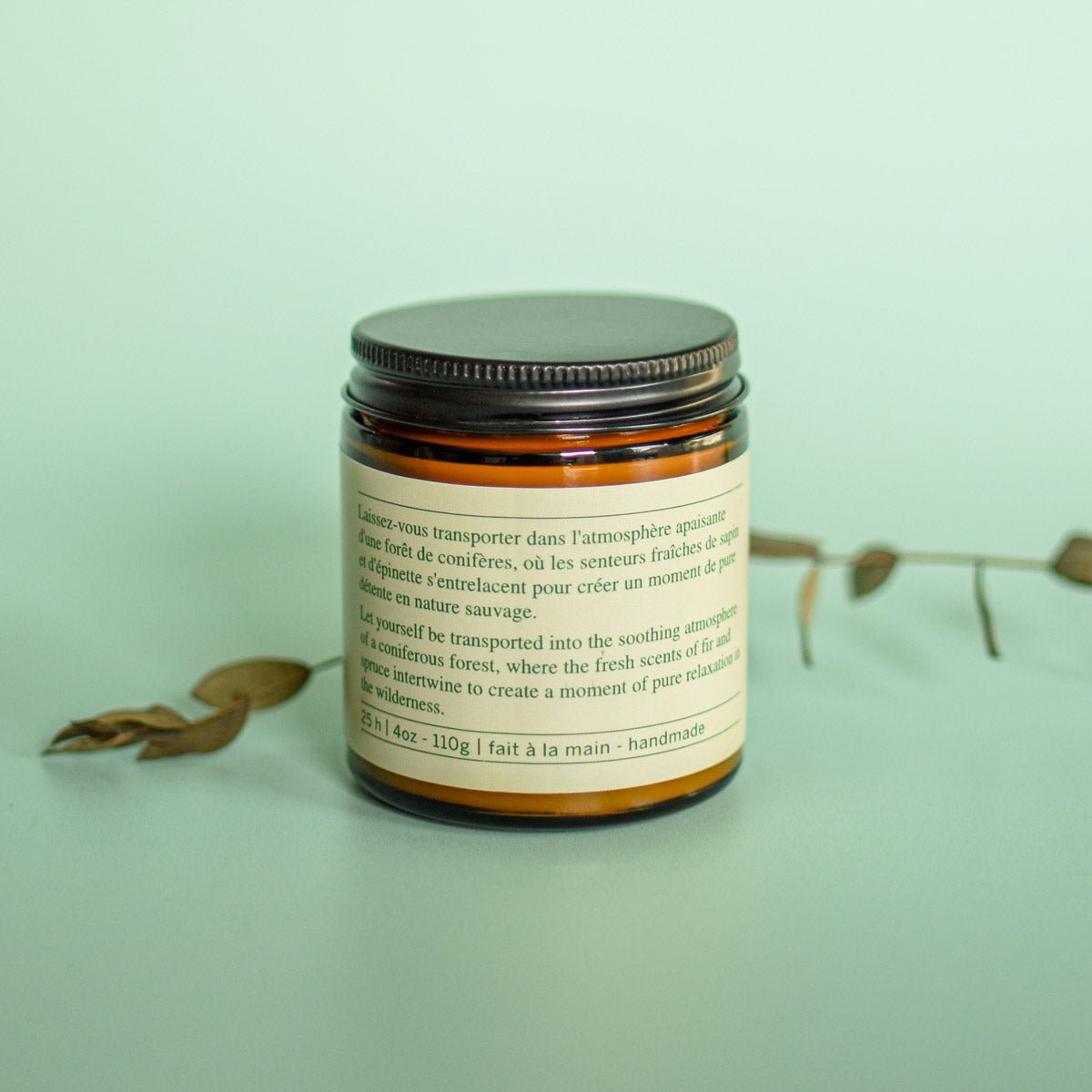 Fir & Spruce Soy Candle – Hand-Poured in Montréal | Floèm back label