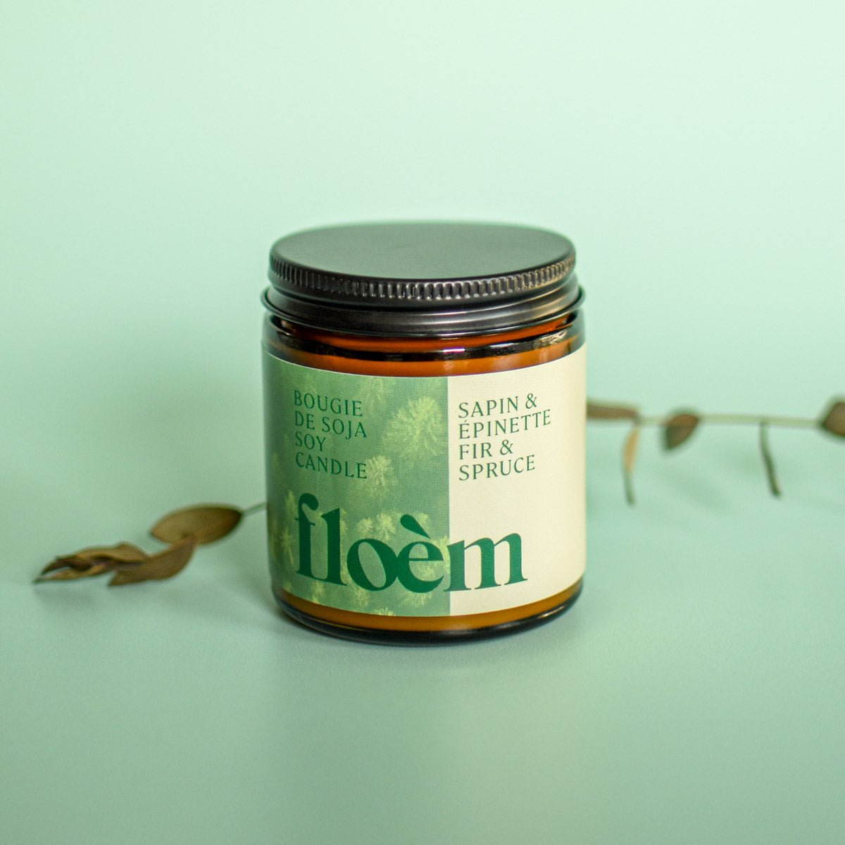 Fir & Spruce Soy Candle – Hand-Poured in Montréal | Floèm lid