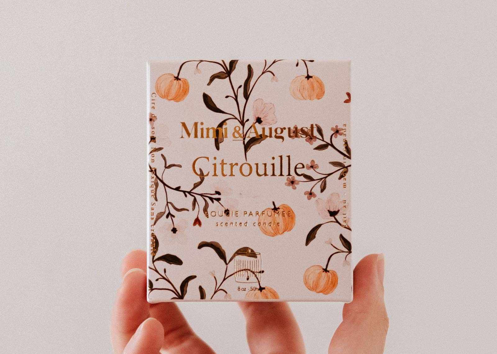 Mimi & August Citrouille Reusable Soy Candle – 8 oz Ceramic Cup – Pumpkin Spice & Brown Sugar Scent