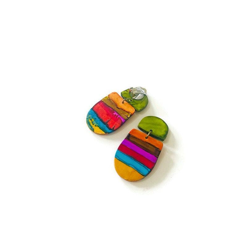 Colorful Clip On Earrings with Stripes by Sassy Sacha Designs