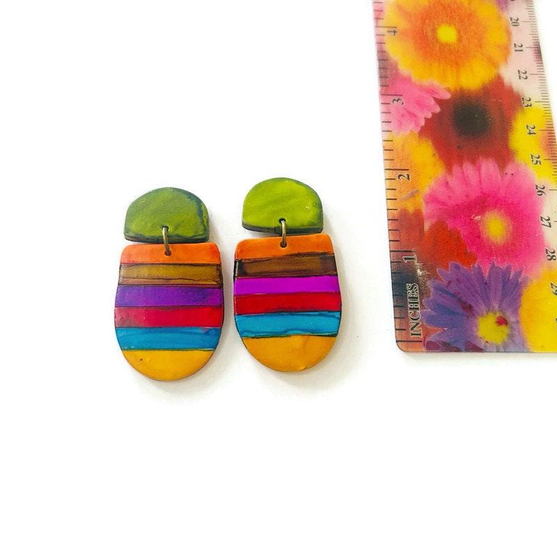 Colorful Clip On Earrings with Stripes by Sassy Sacha Designs 4