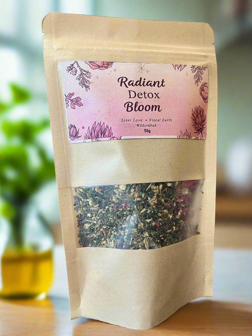 Kraft paper packaging of 'Radiant Detox Bloom' with Kootenay Woman