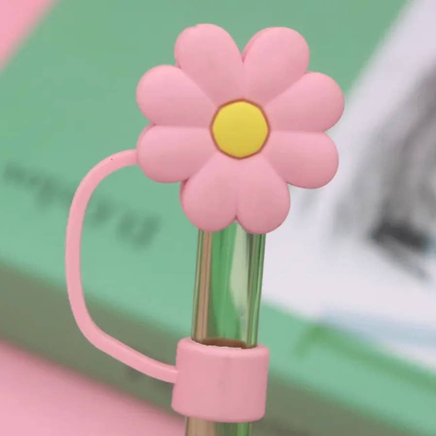 iconic mi Straw Cover Flower 10mm Straw Stanley Tumbler: Pink/yellow