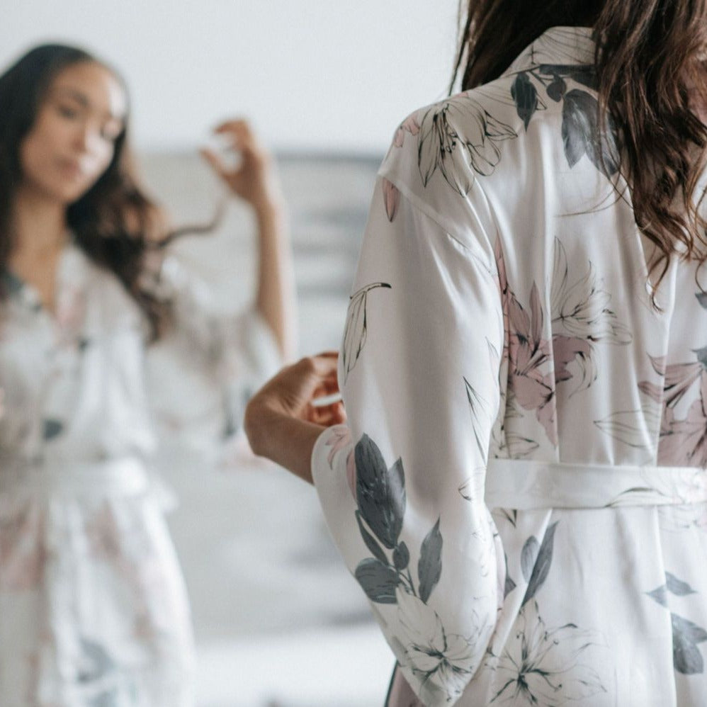 Bloom Long Kimono Robe reflection