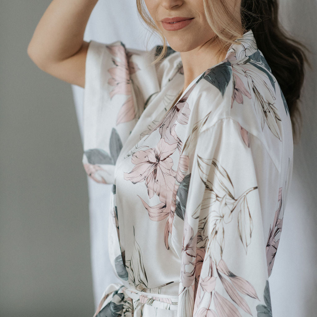 Bloom Long Kimono Robe side view