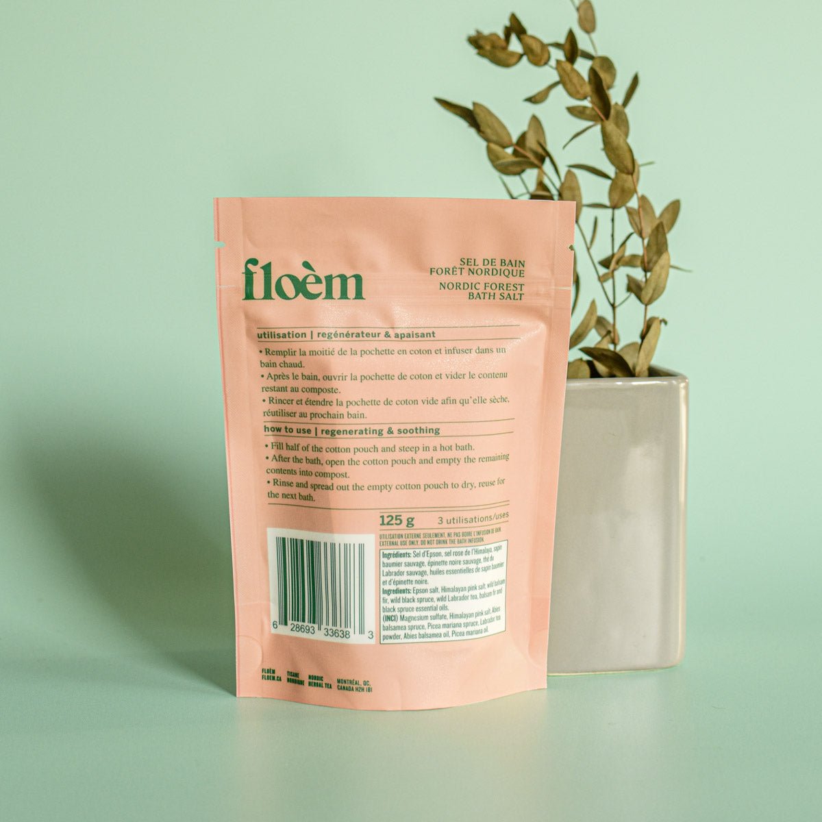 Nordic Bath Infusion – Wild Boreal Plants | Floèm back label