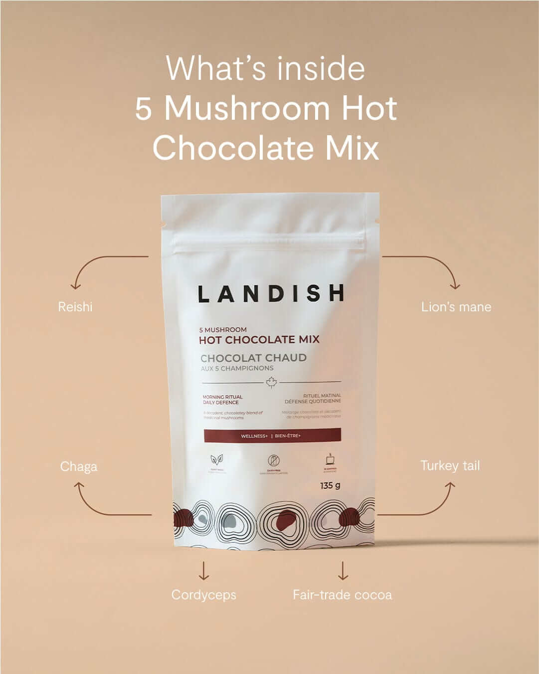 Landish Teas Landish 5 Mushroom Hot Chocolate Mix