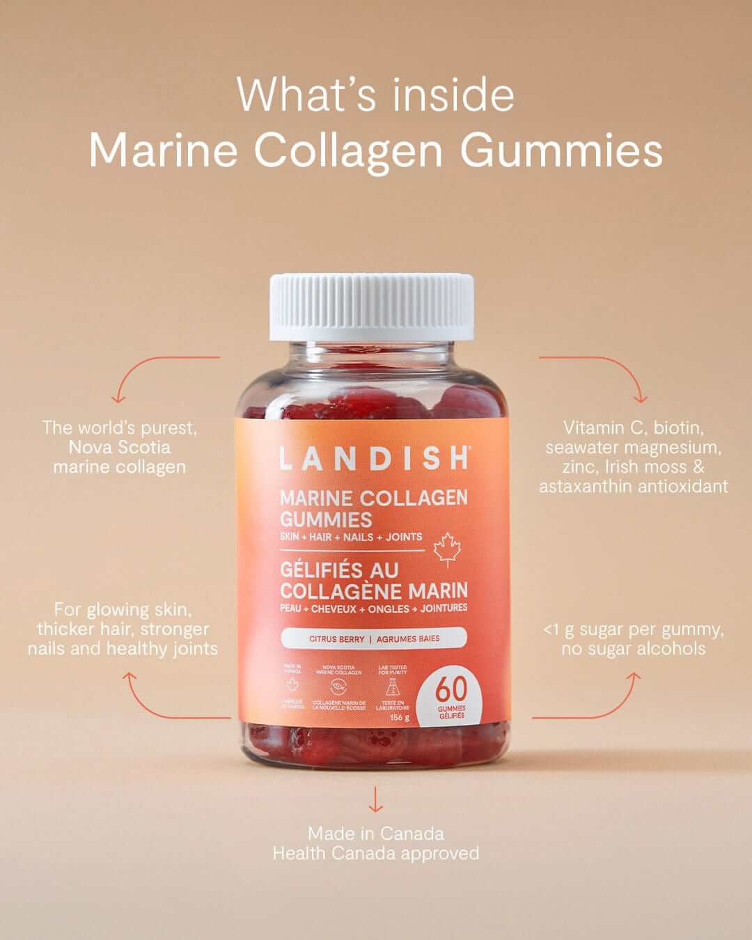 Landish Teas Landish, Marine Collagen Beauty Blend Collagen Gummies
